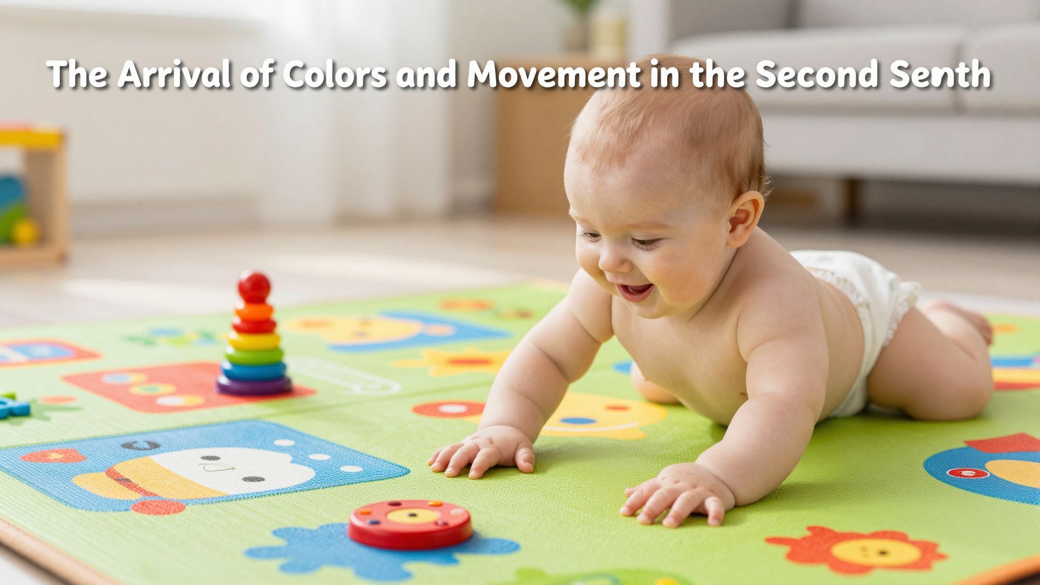 A második hónapban a babák színekre kezdnek figyelni.