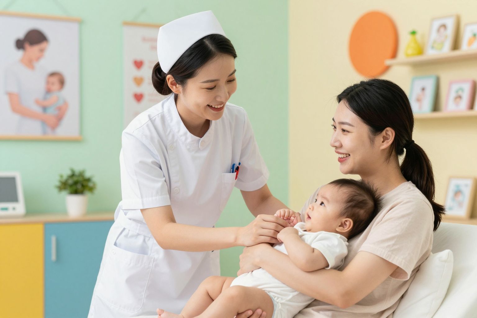 A védőnő segít a szülés utáni egészségmegőrzésben.