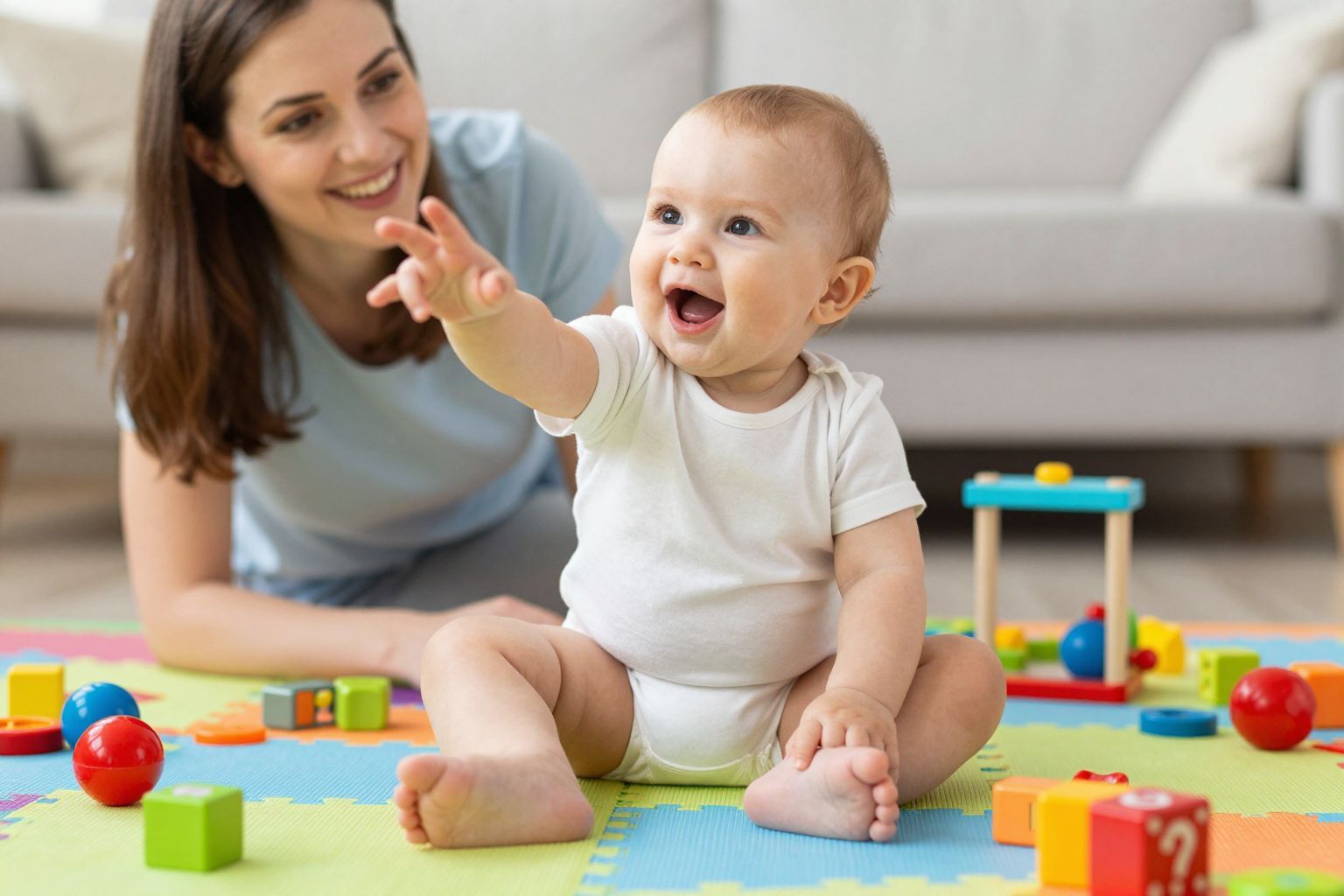 A babák 10-14 hónaposan kezdik el mondani első szavaikat.