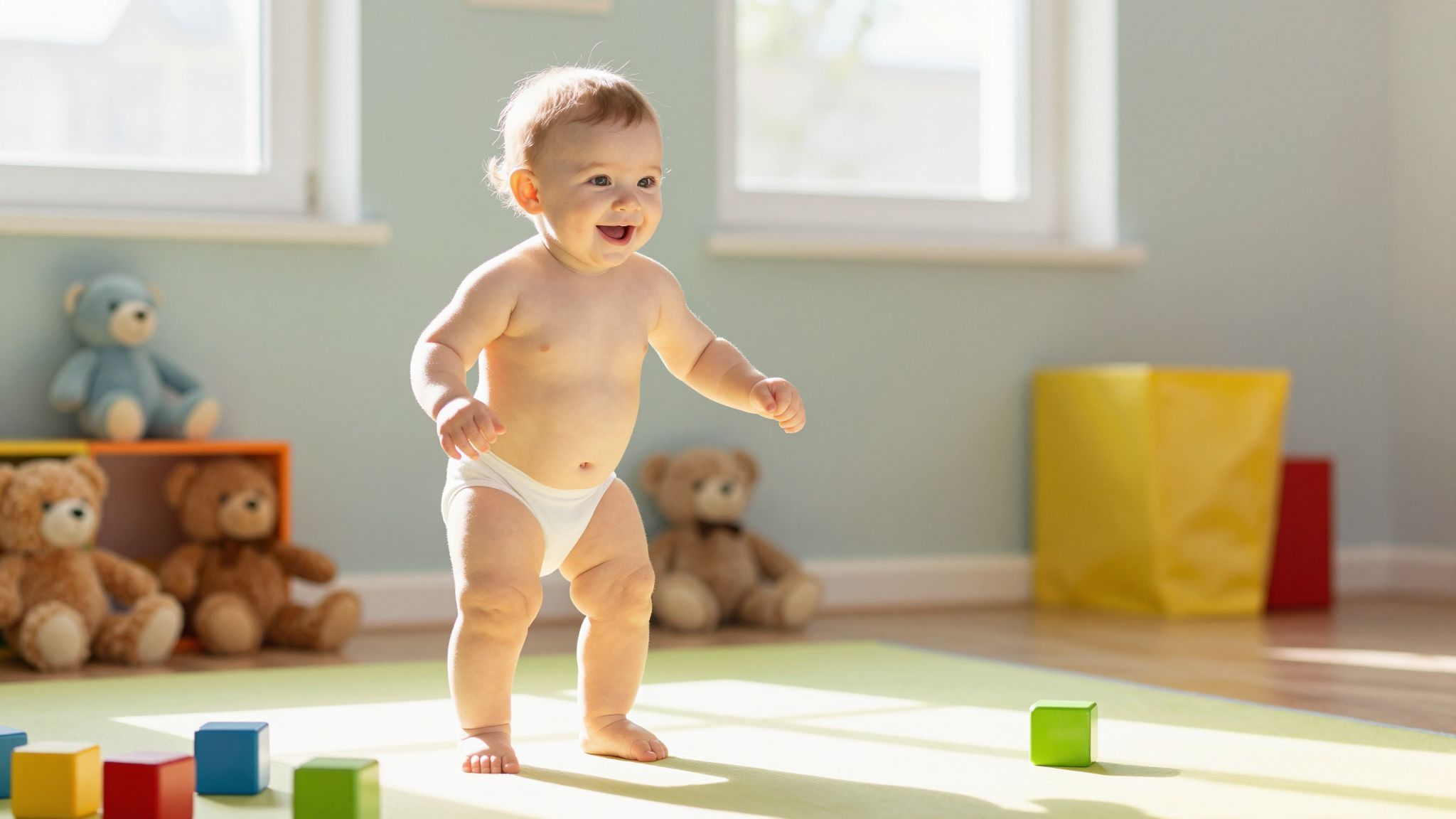 Az első lépések 9-12 hónapos korban kezdődnek.