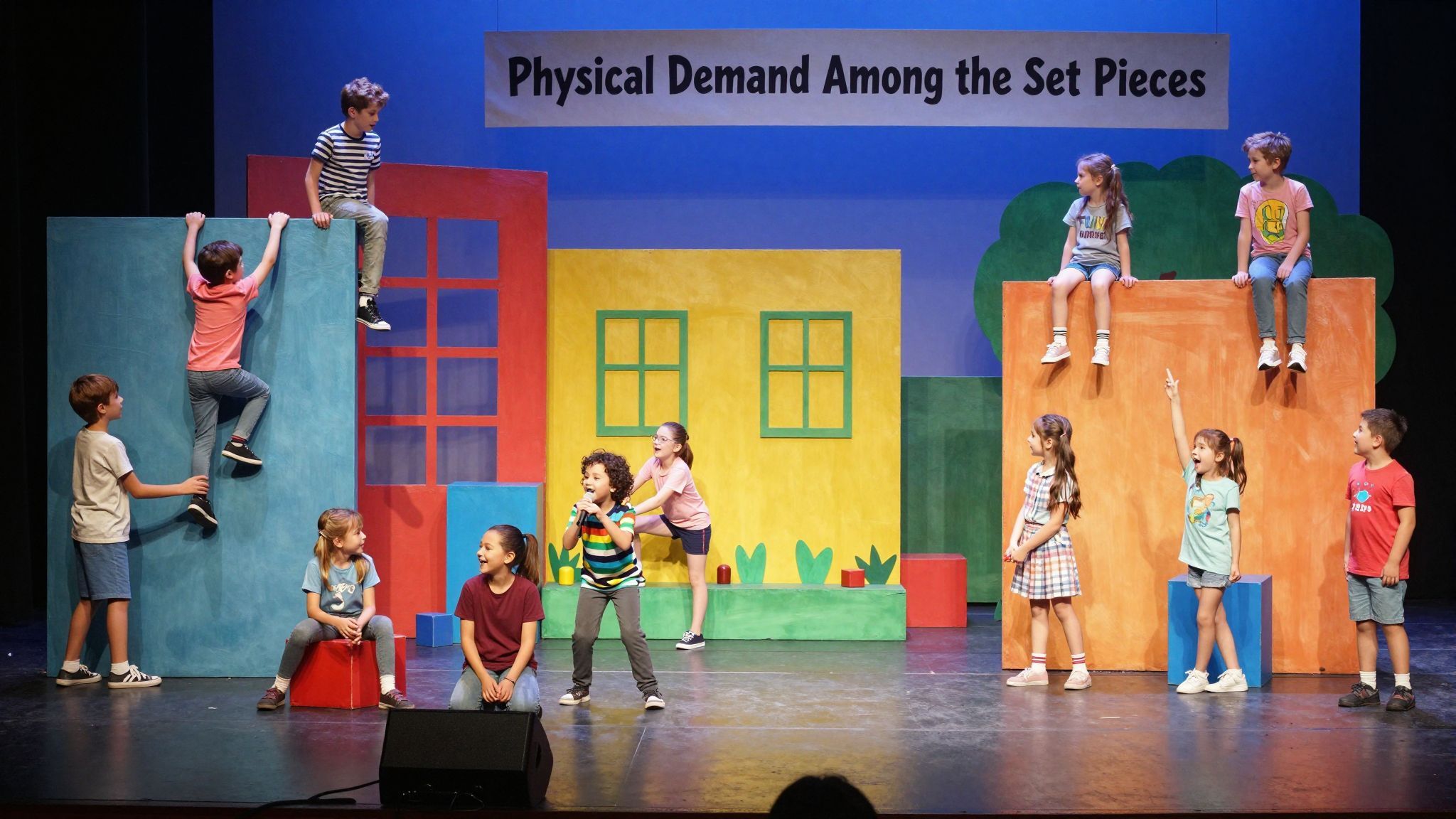 A díszletek között való mozgás edzi a gyerekek kreativitását.