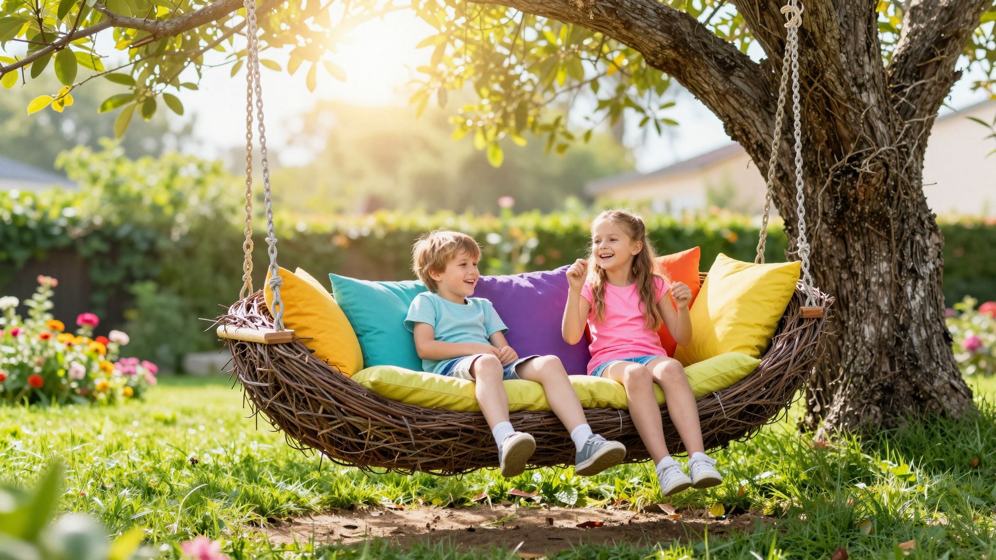 A fészekhinta kreatív mozgást és csapatmunkát ösztönöz.