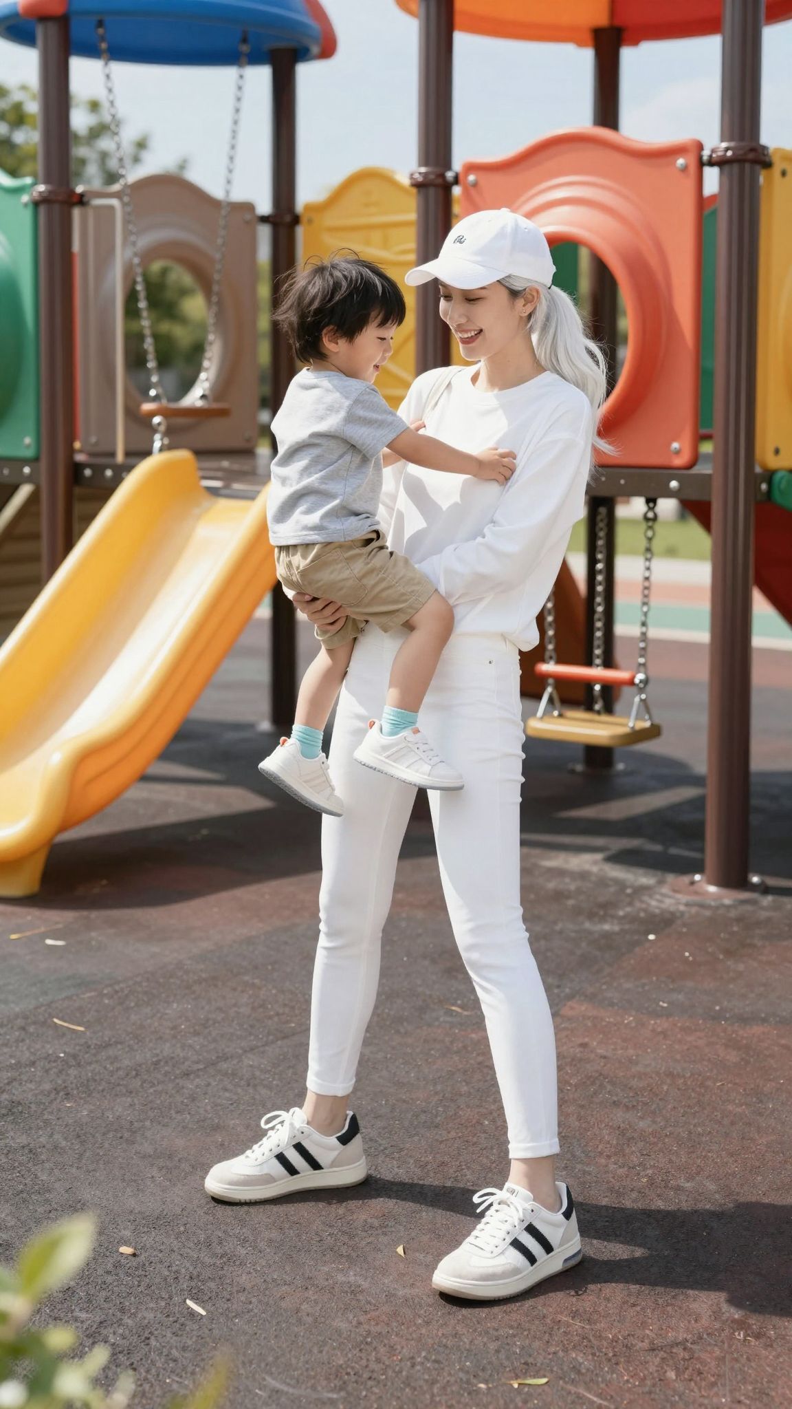 A kényelmes lábbeli emeli a stílust játszótéren.