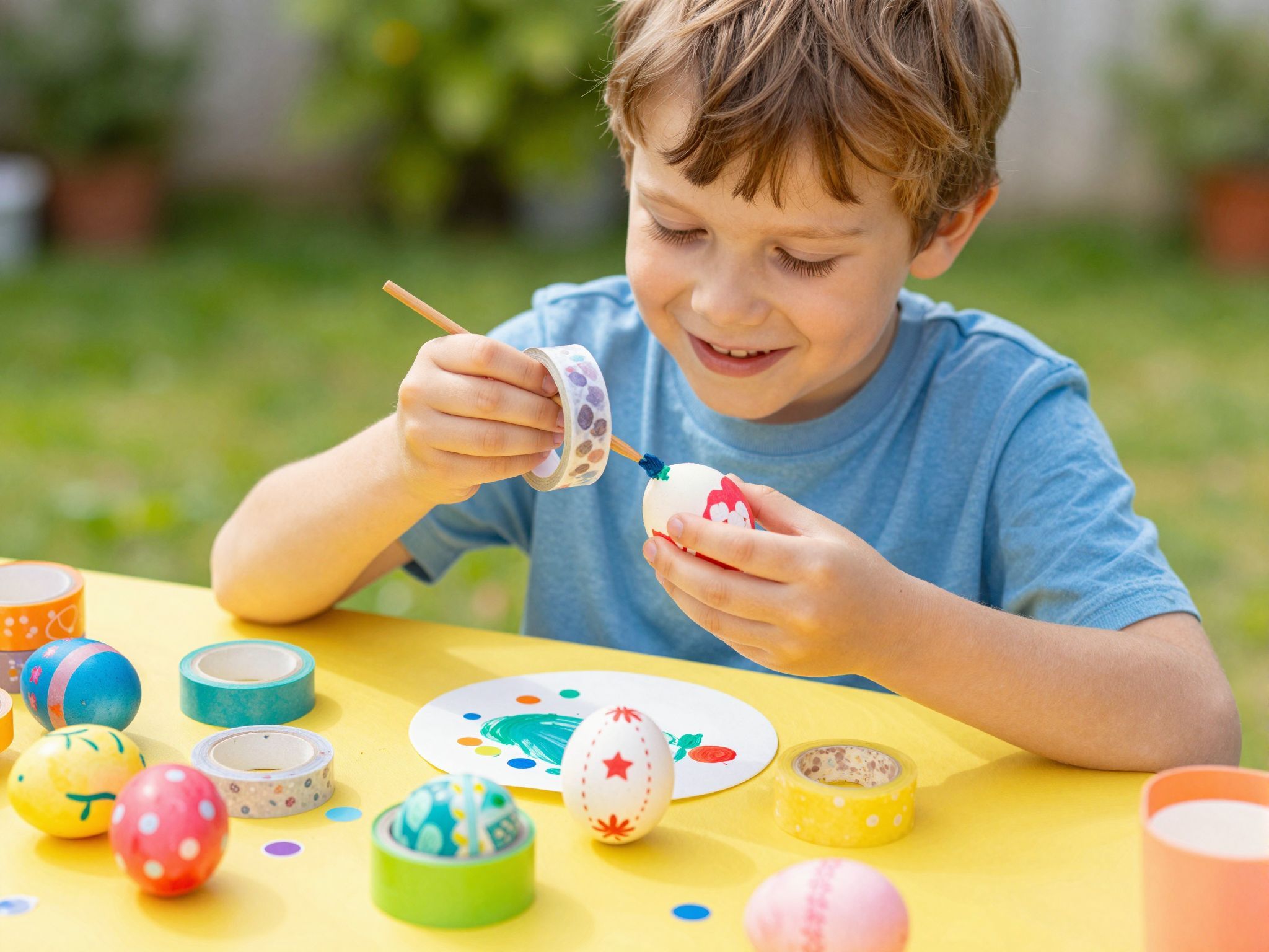 A washi tape kreatív és tiszta tojásdíszítést biztosít.