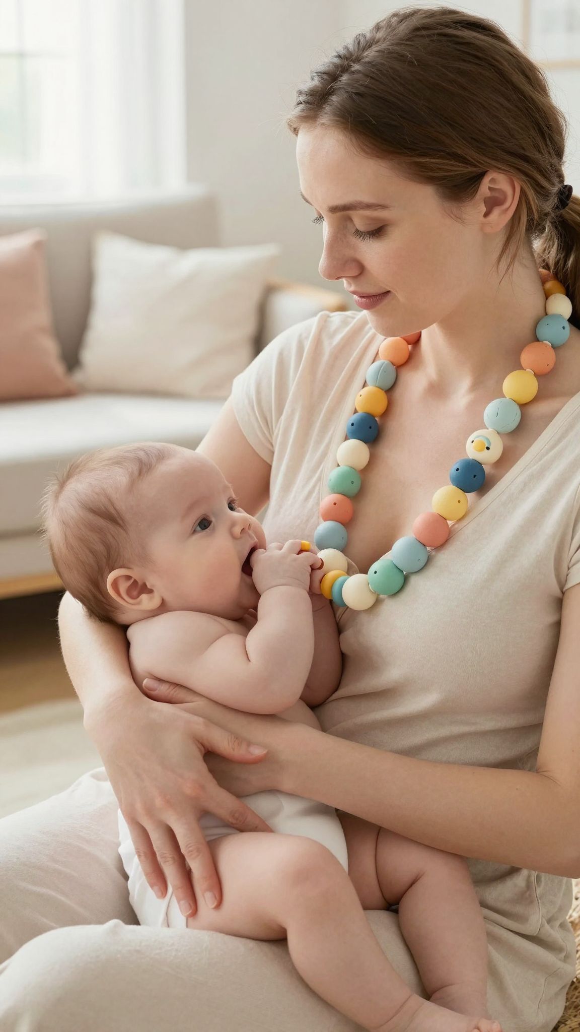 A rágcsáló nyaklánc segít a fogzás fájdalmának enyhítésében.