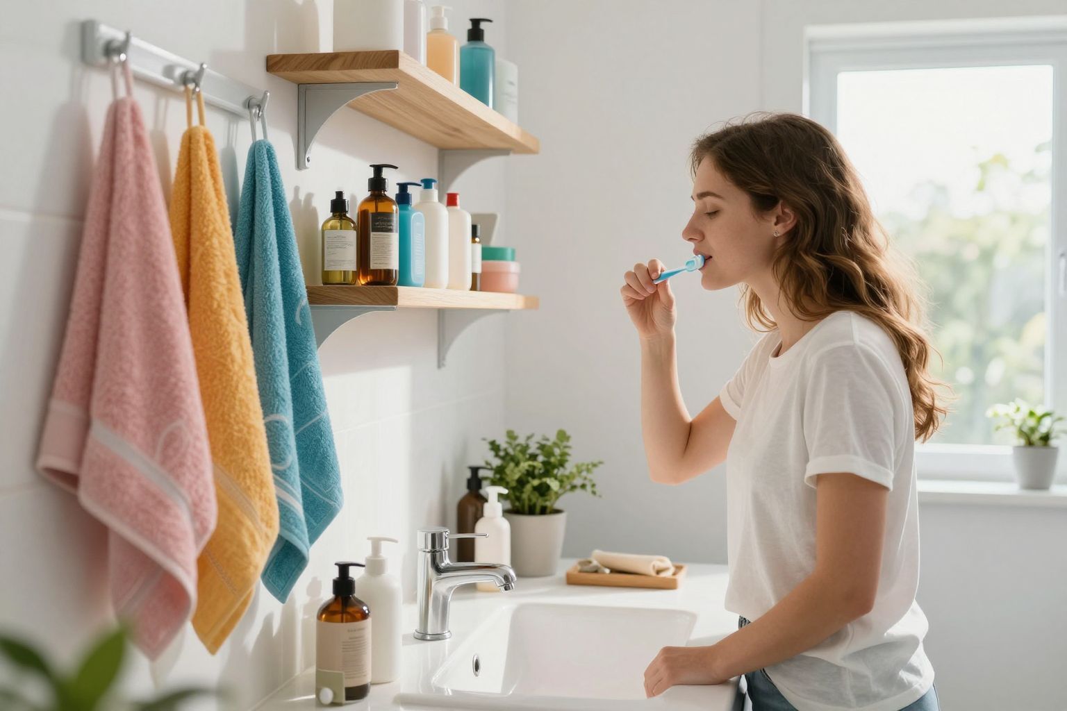 A fürdőszobai rutin előre tervezése csökkenti a stresszt.