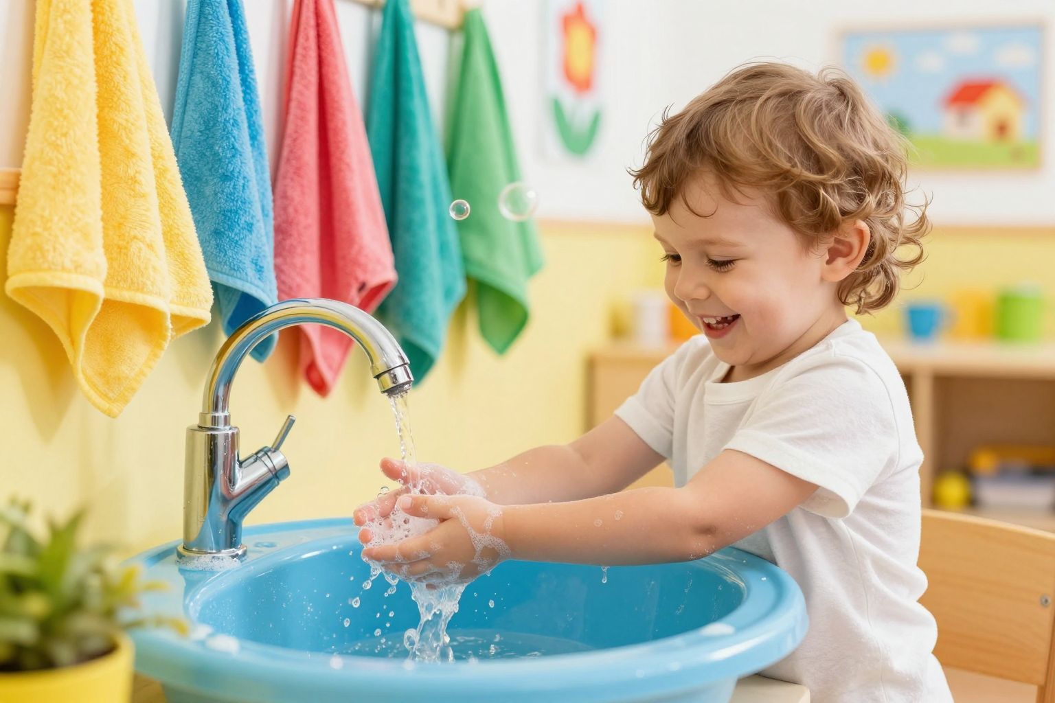 A kézmosás segíti a betegségek megelőzését kisgyermekeknél.