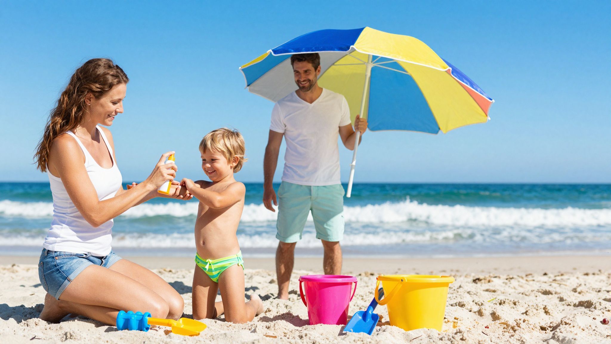 A túlzott napfény kerülése kulcsfontosságú a gyermekek védelmében.