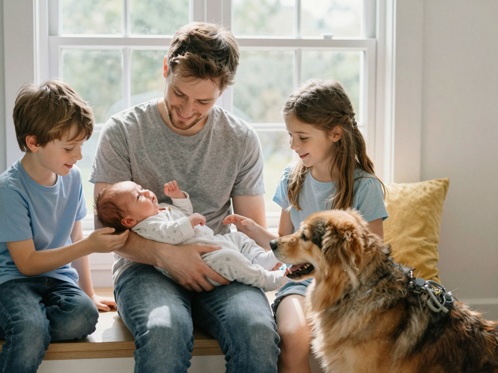 A házi kedvencek bemutatása segíti a nagyobb testvérek elfogadását.