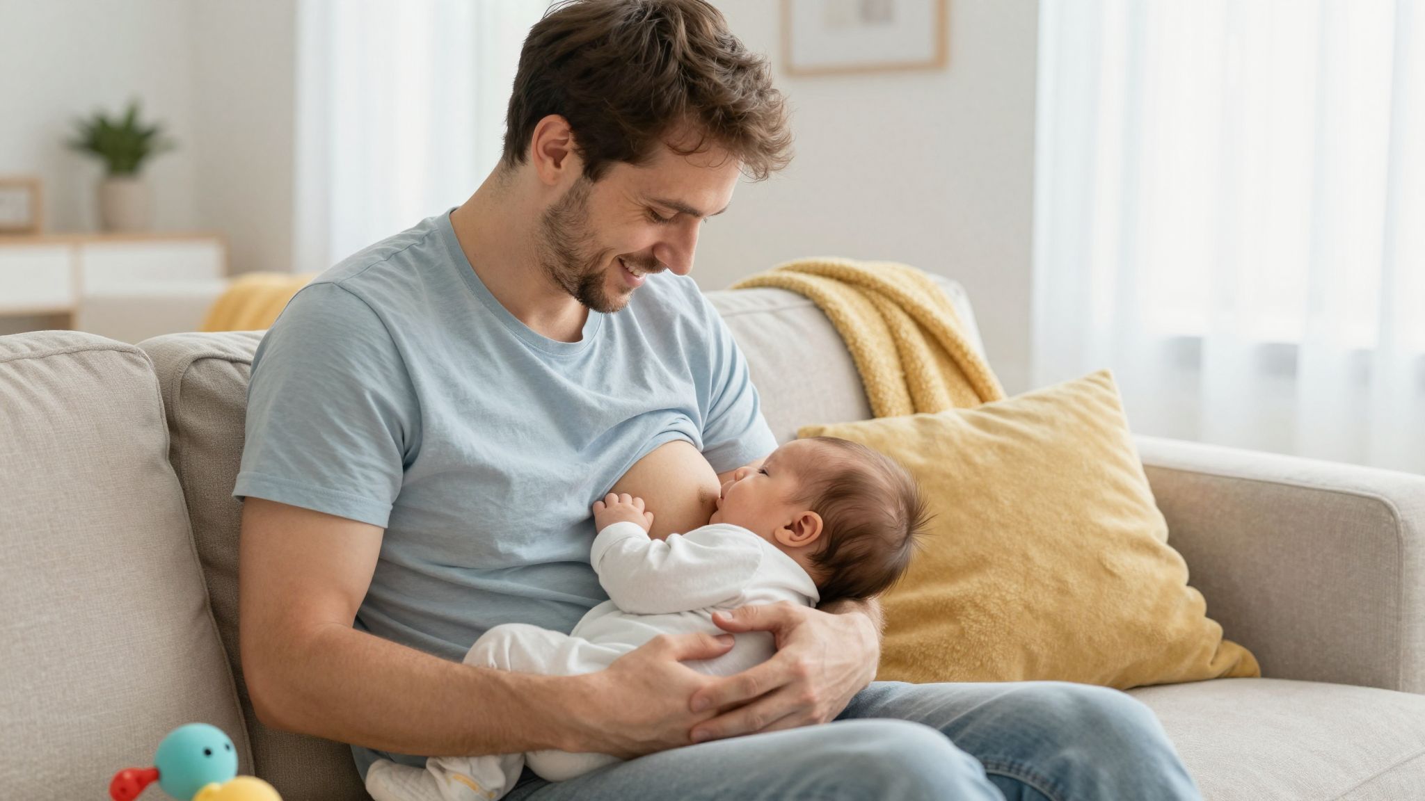 Az édesapa támogatása kulcsszerepet játszik a szoptatásban.