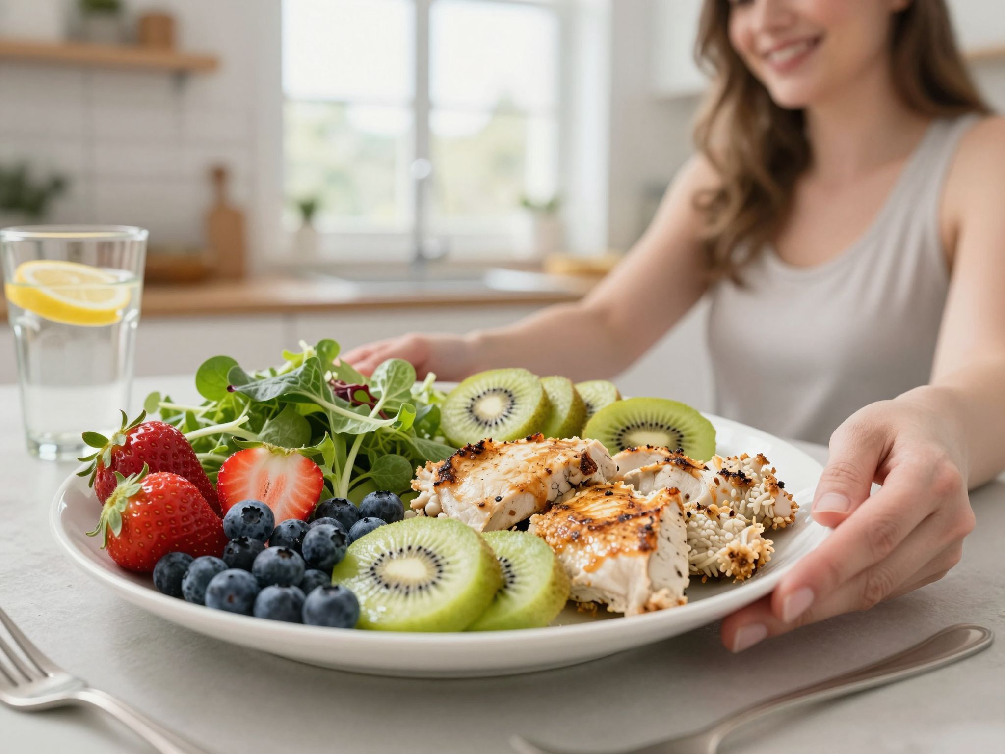 Az ideális tányér gyümölcsökből, zöldségekből és fehérjékből áll.