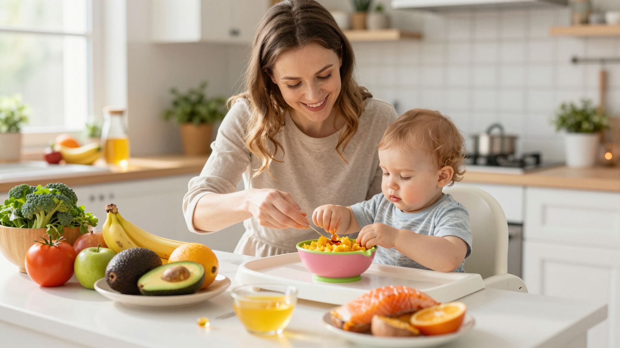 Az omega-3 zsírsavak támogatják a baba agyfejlődését.