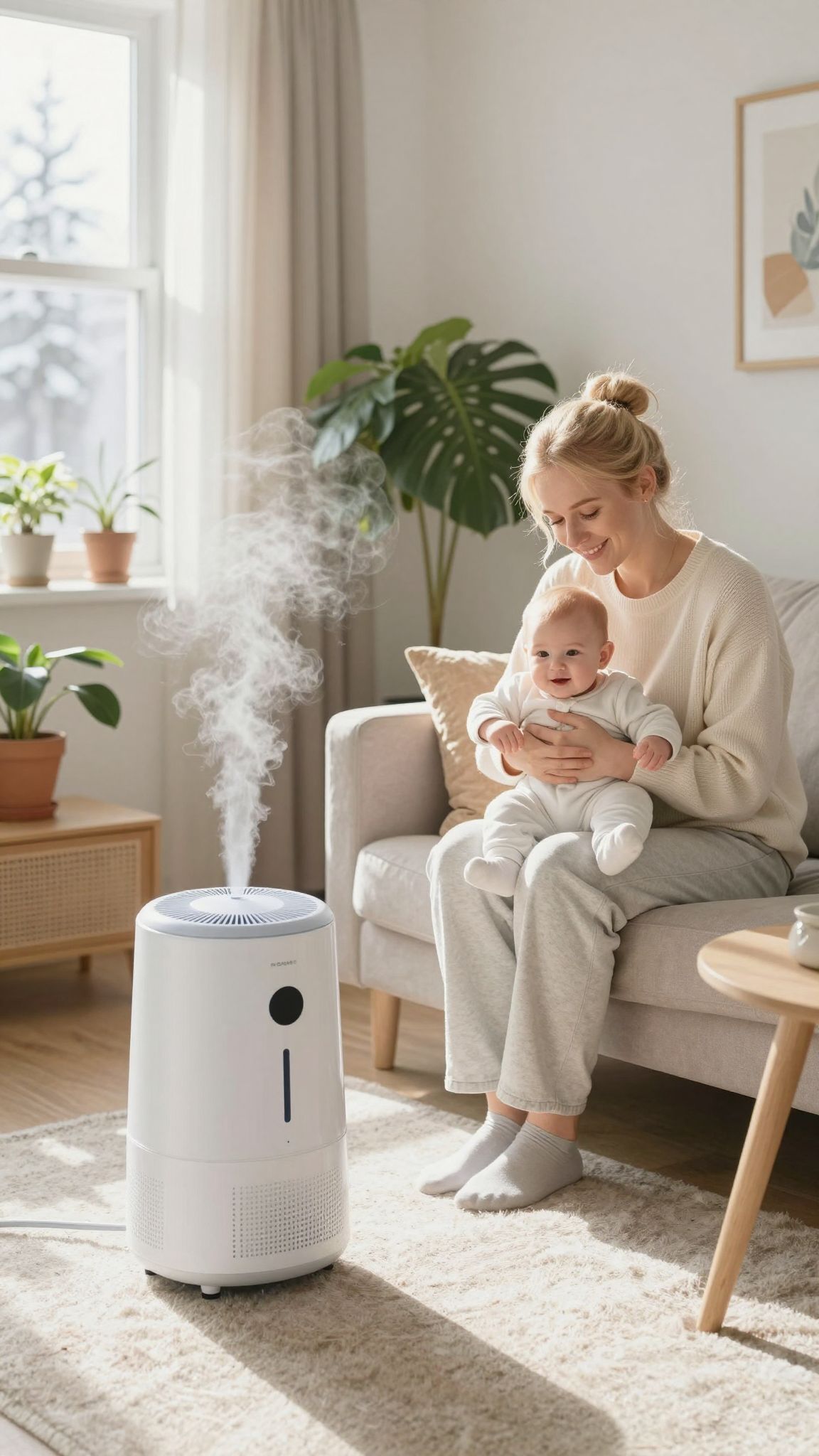 A megfelelő páratartalom segíti a baba légzését.