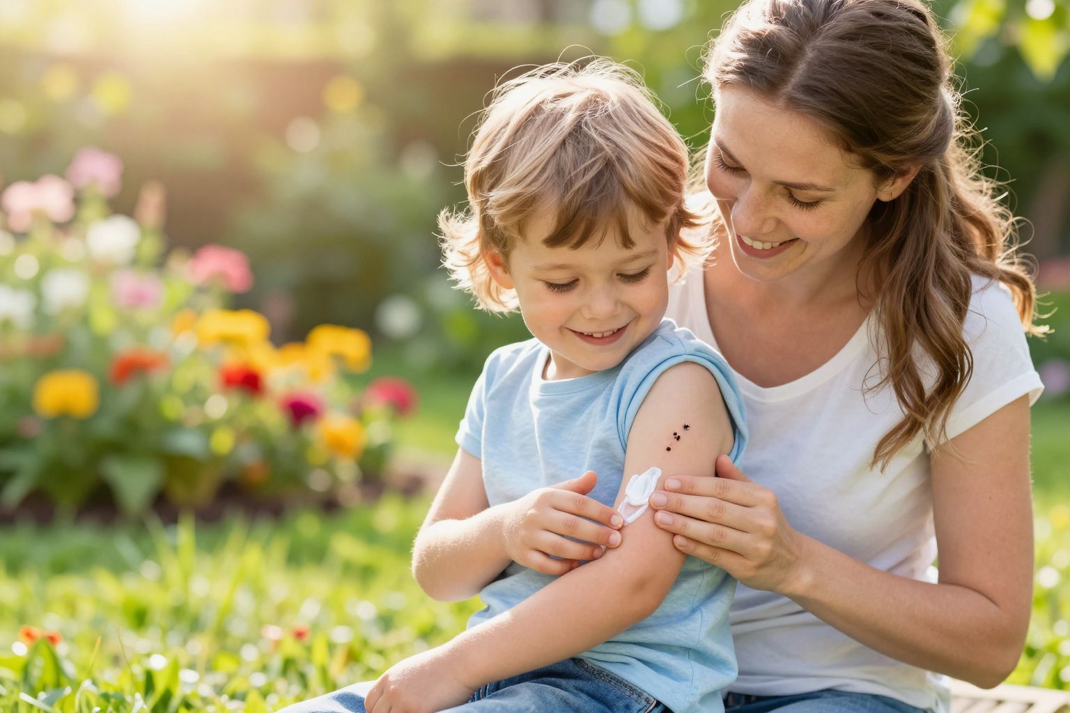 Fontos a szúnyogriasztó használata a gyerekek védelmére.