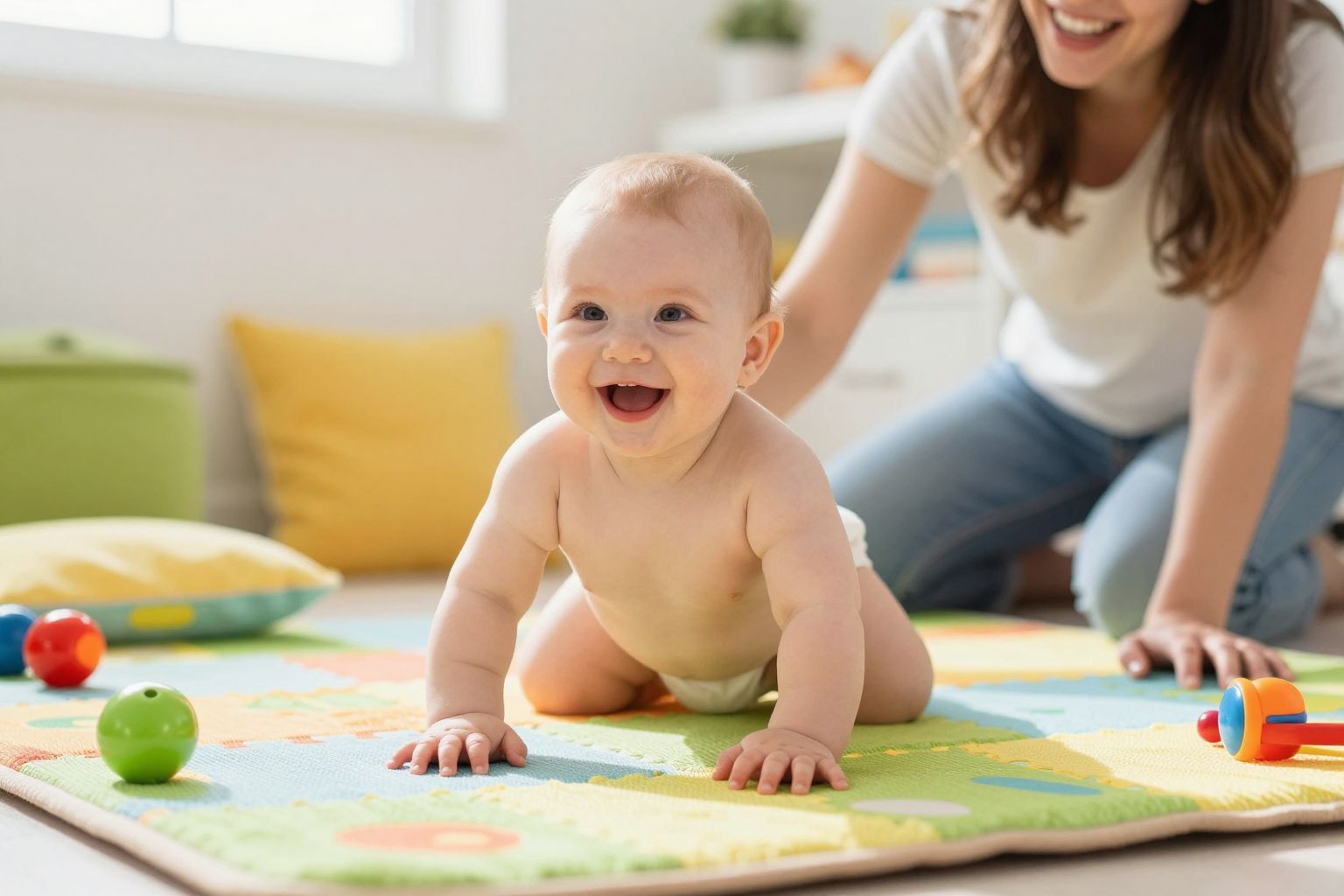 A nyolcadik hónapban a baba már mászik.