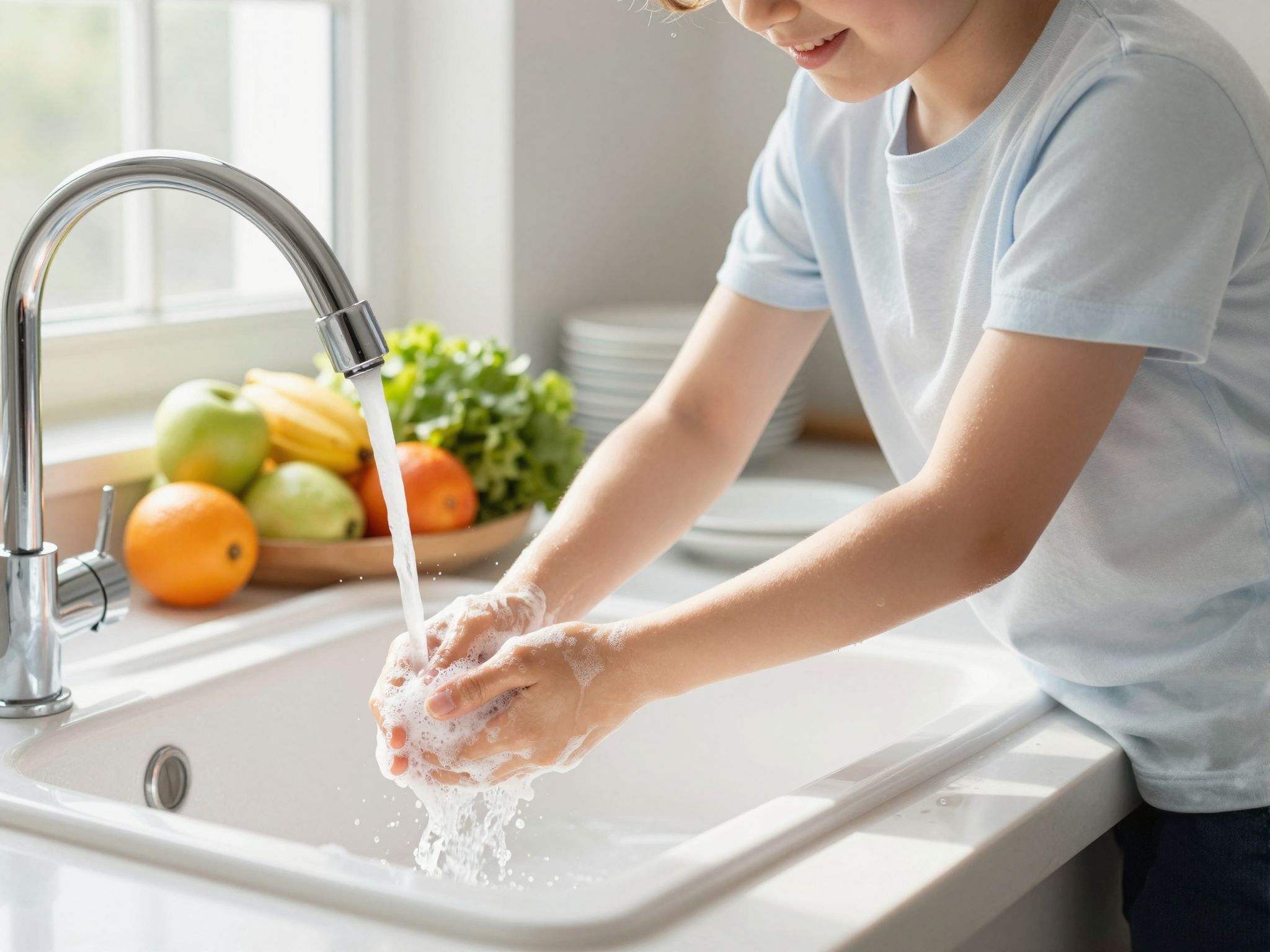 A rendszeres kézmosás csökkenti az ételfertőzések kockázatát.