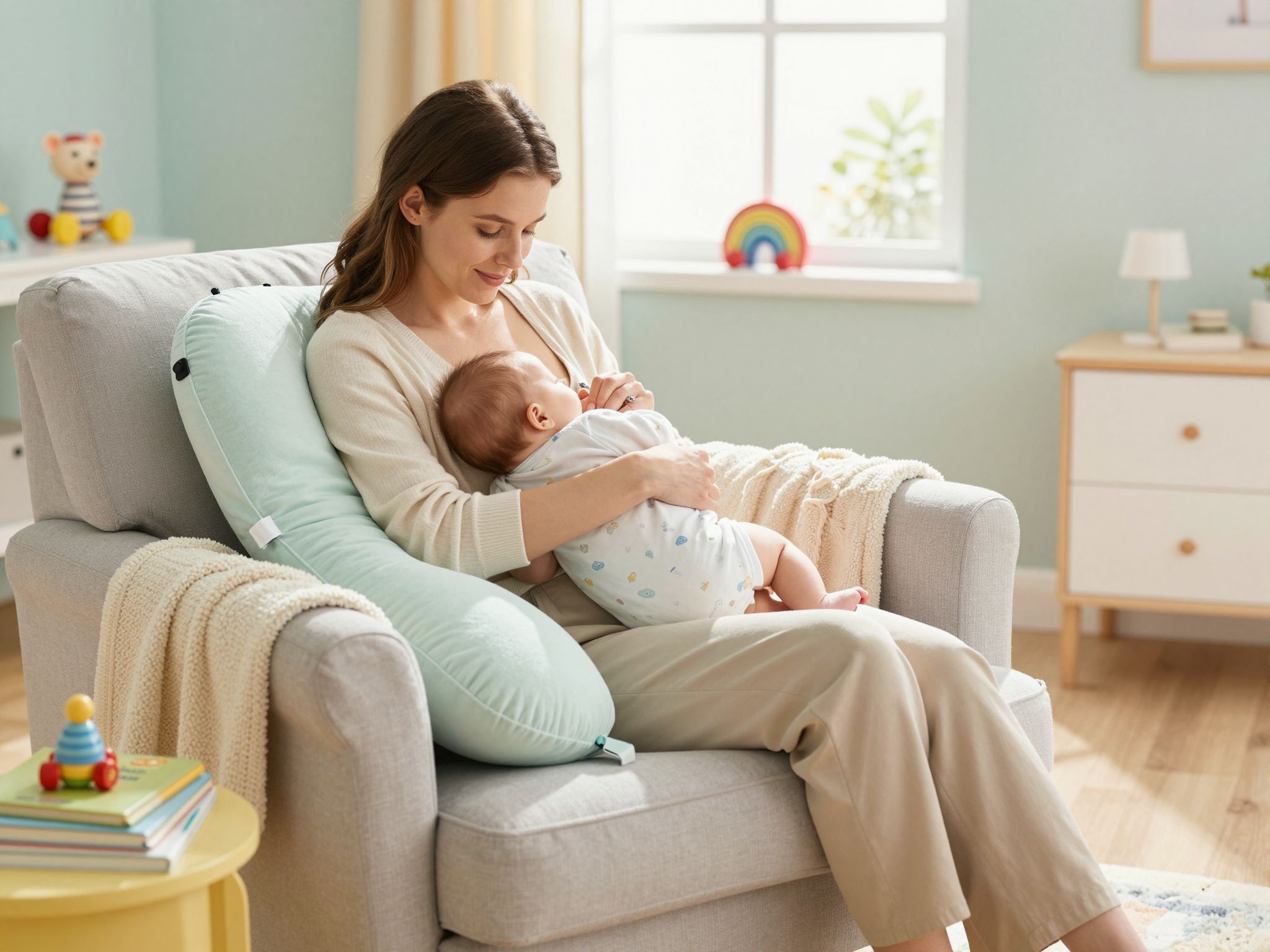 A szoptatós párna később is támogathatja a babát.