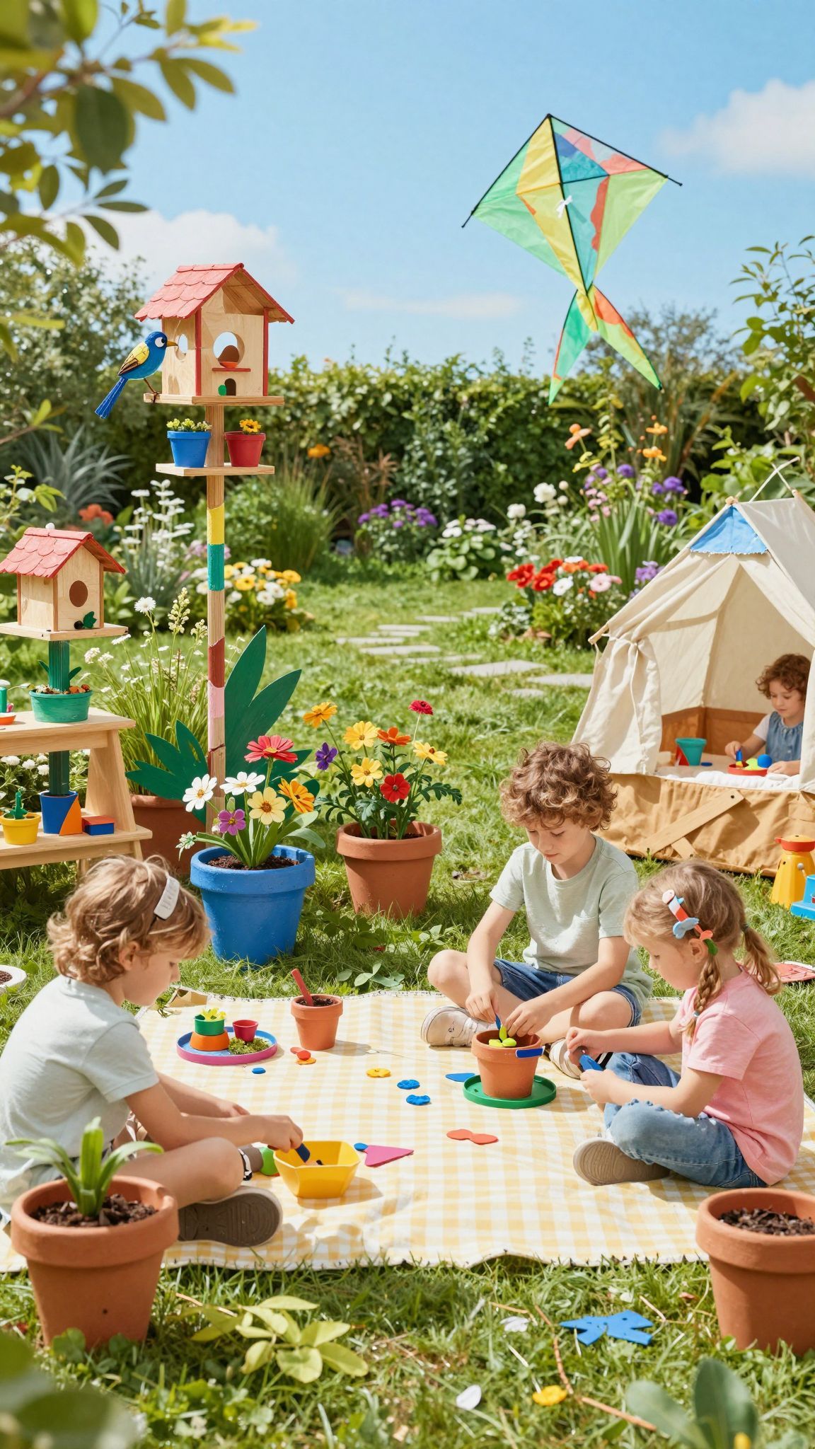 Újrahasznosított tárgyakból színes kerti dekorációk készíthetők.