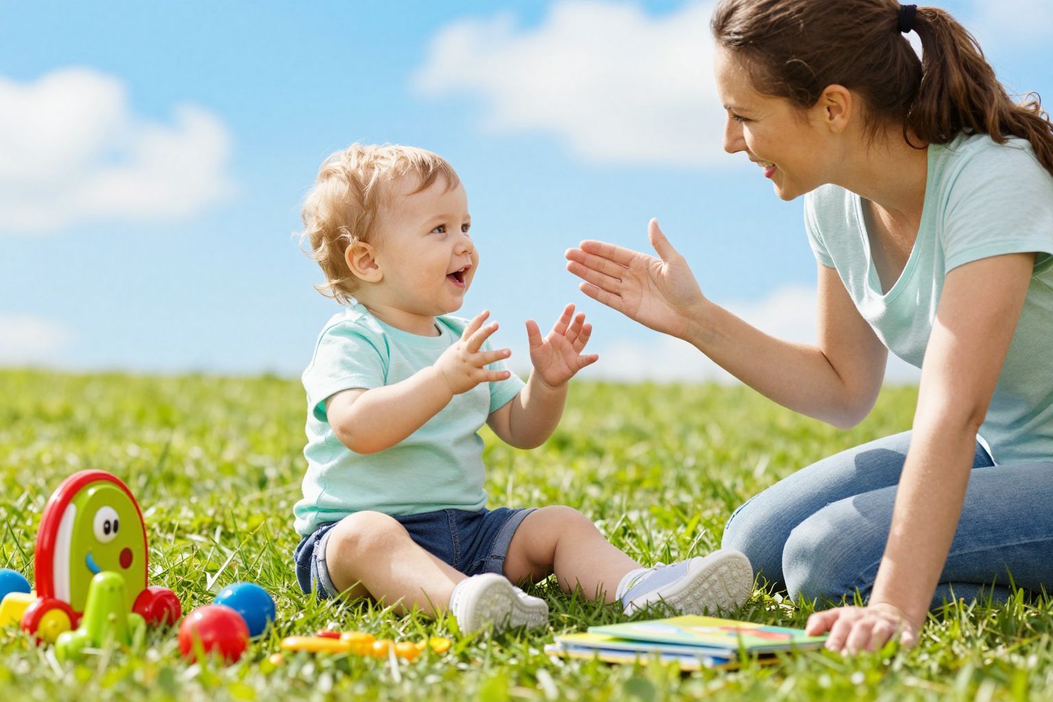 A tizenhat hónapos gyermekek már két-három szót használnak.
