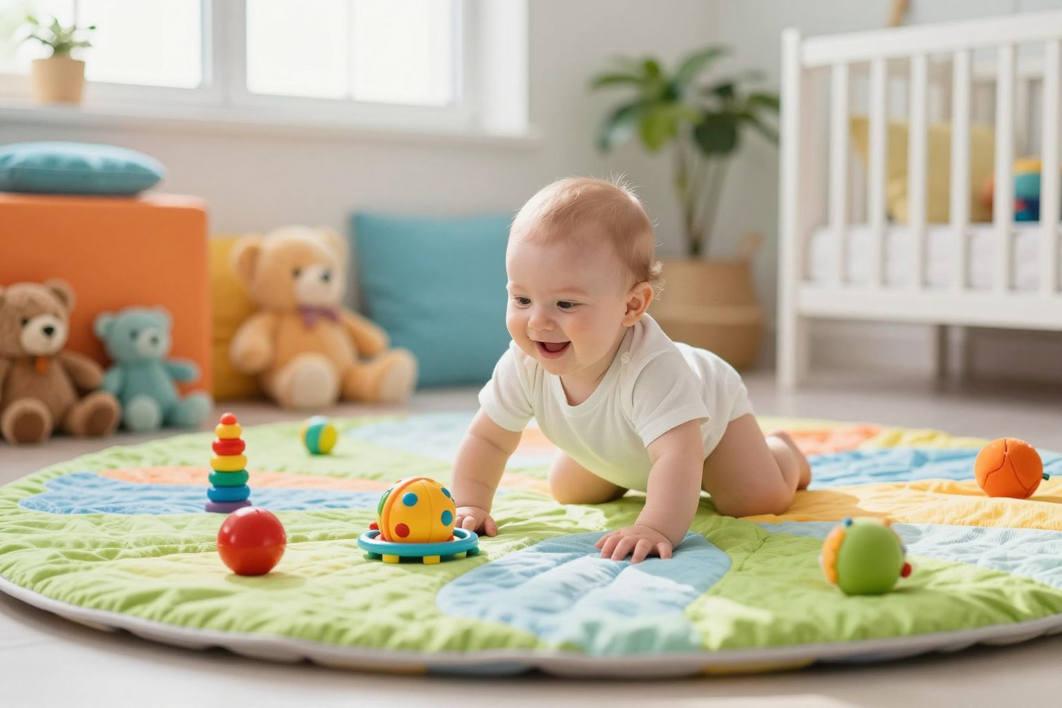 A színes játékok serkentik a csecsemők mozgását.