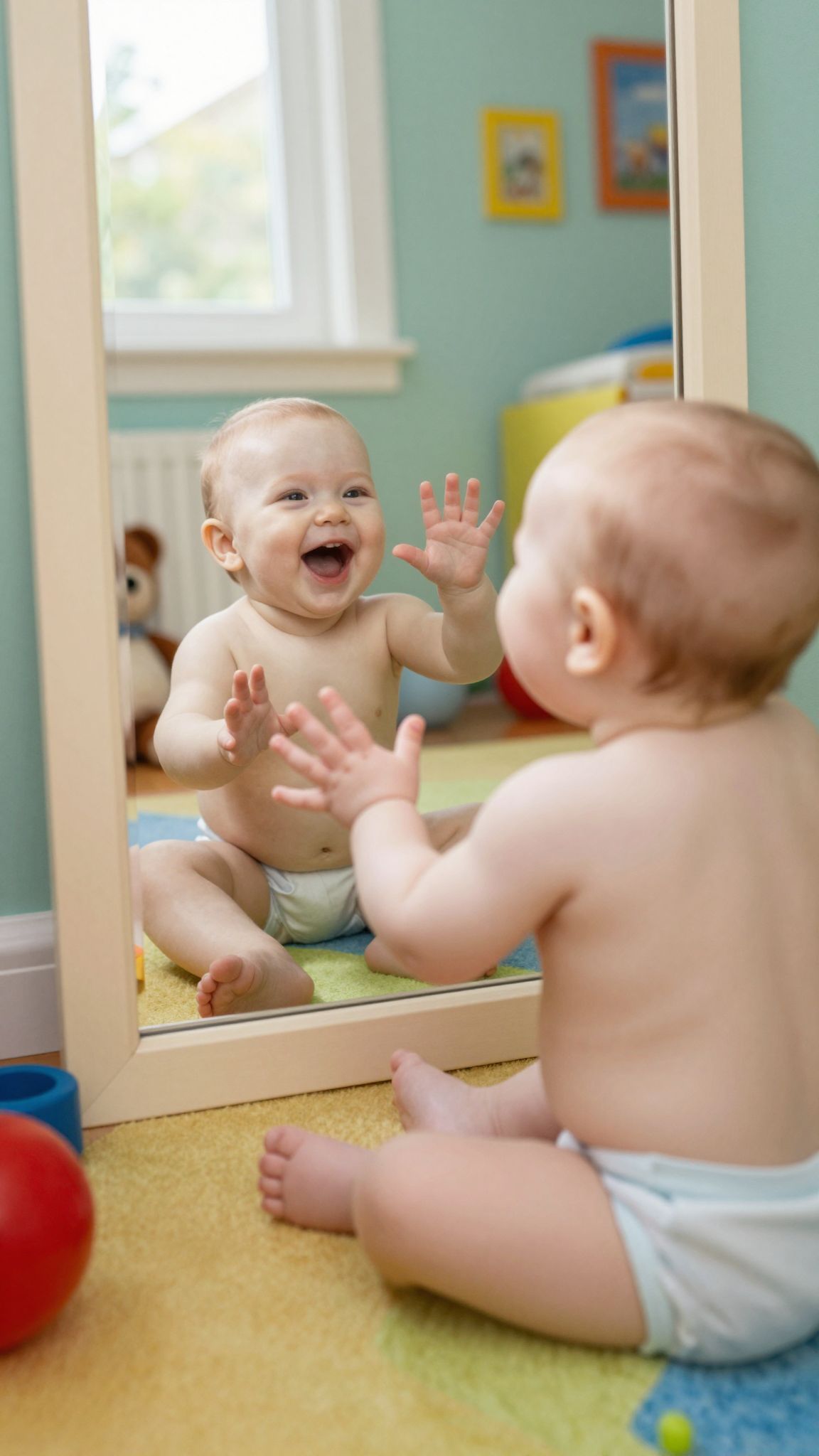 A tükör segíti a babák önismeretének kialakulását.