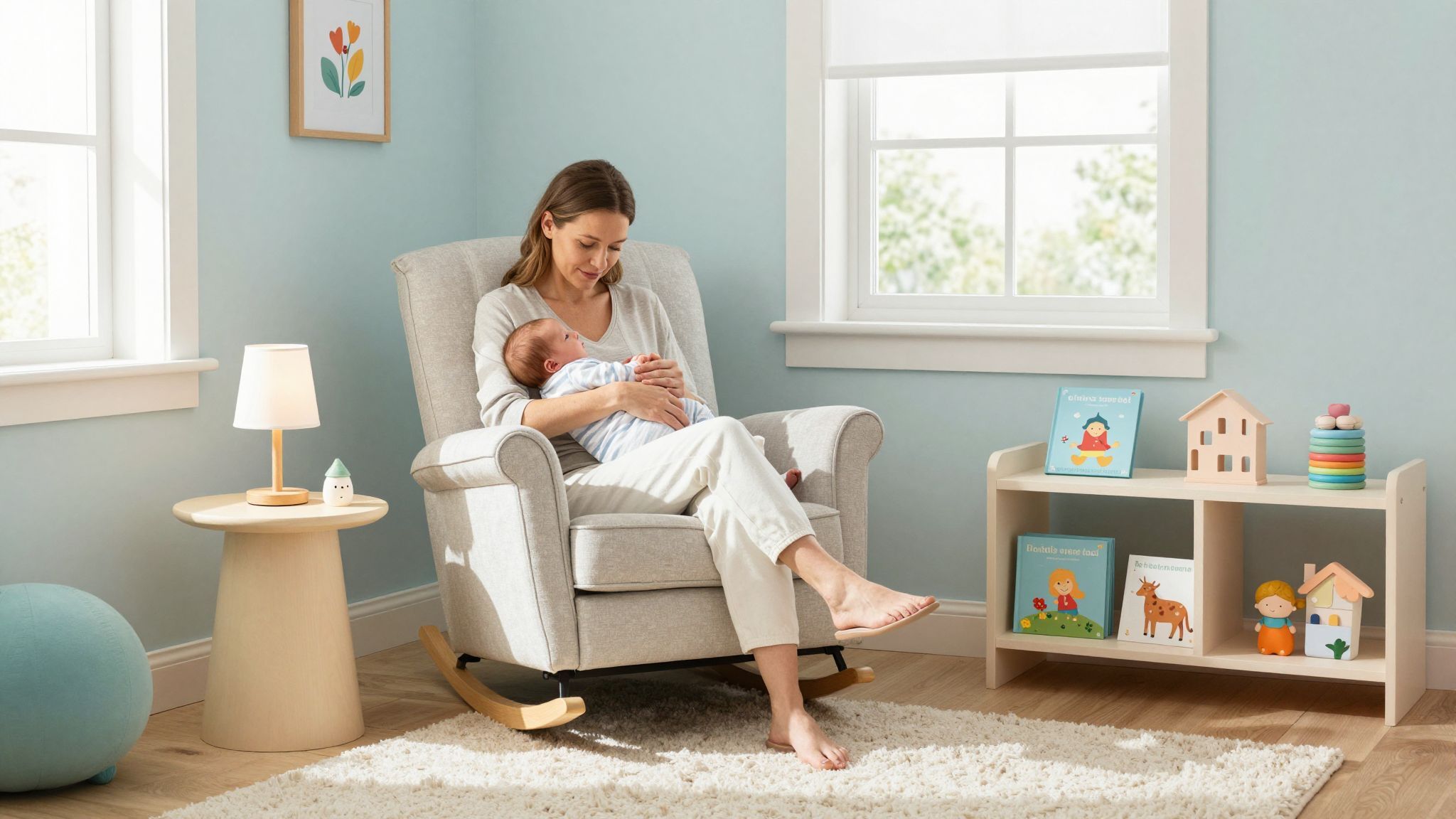 A szoptatós sarok növeli a szülők kényelmét és biztonságát.