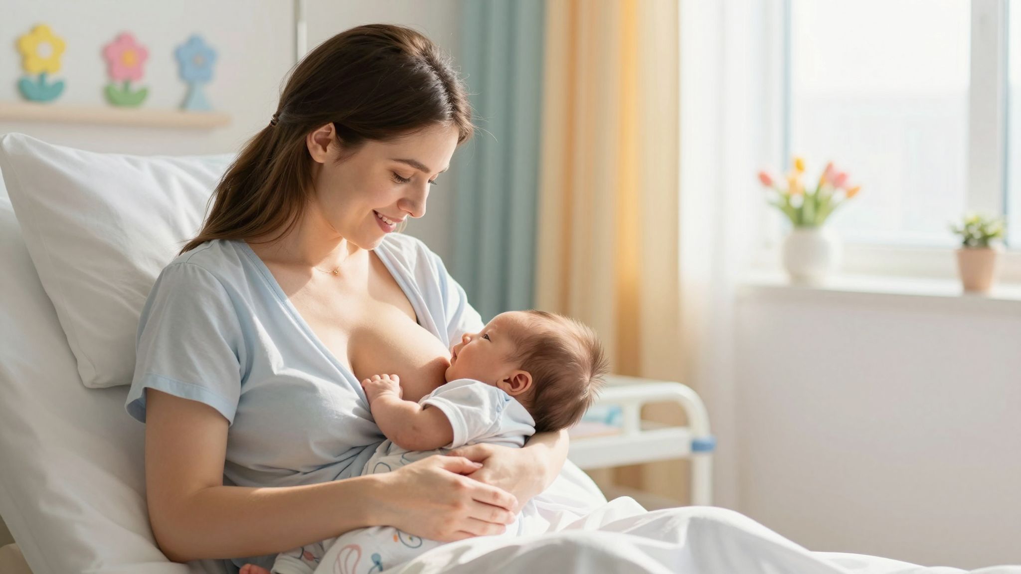 A csecsemő éhségjeleit korán észlelve könnyebb a szoptatás.