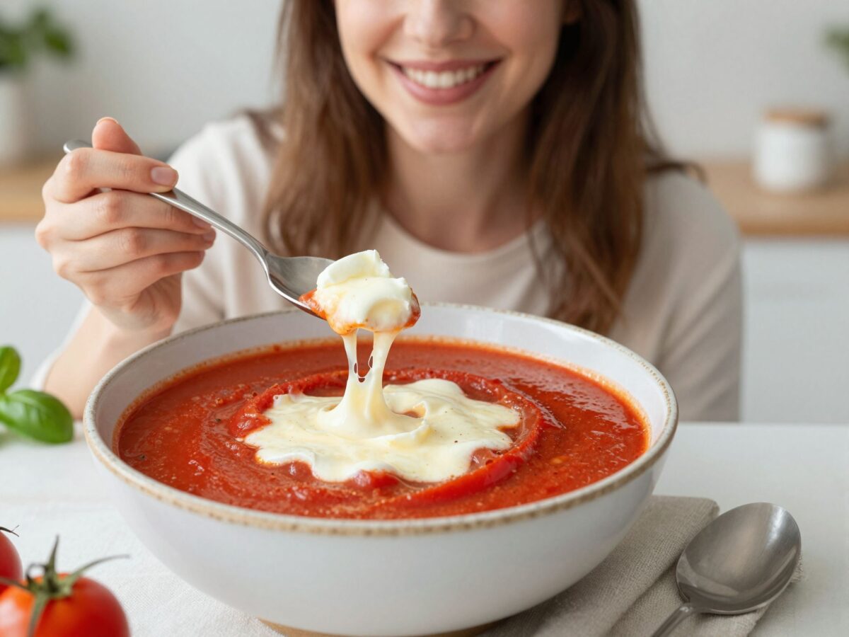 Felejtsd el a betűtésztát: krémes paradicsomleves recept olvadó mozzarellával