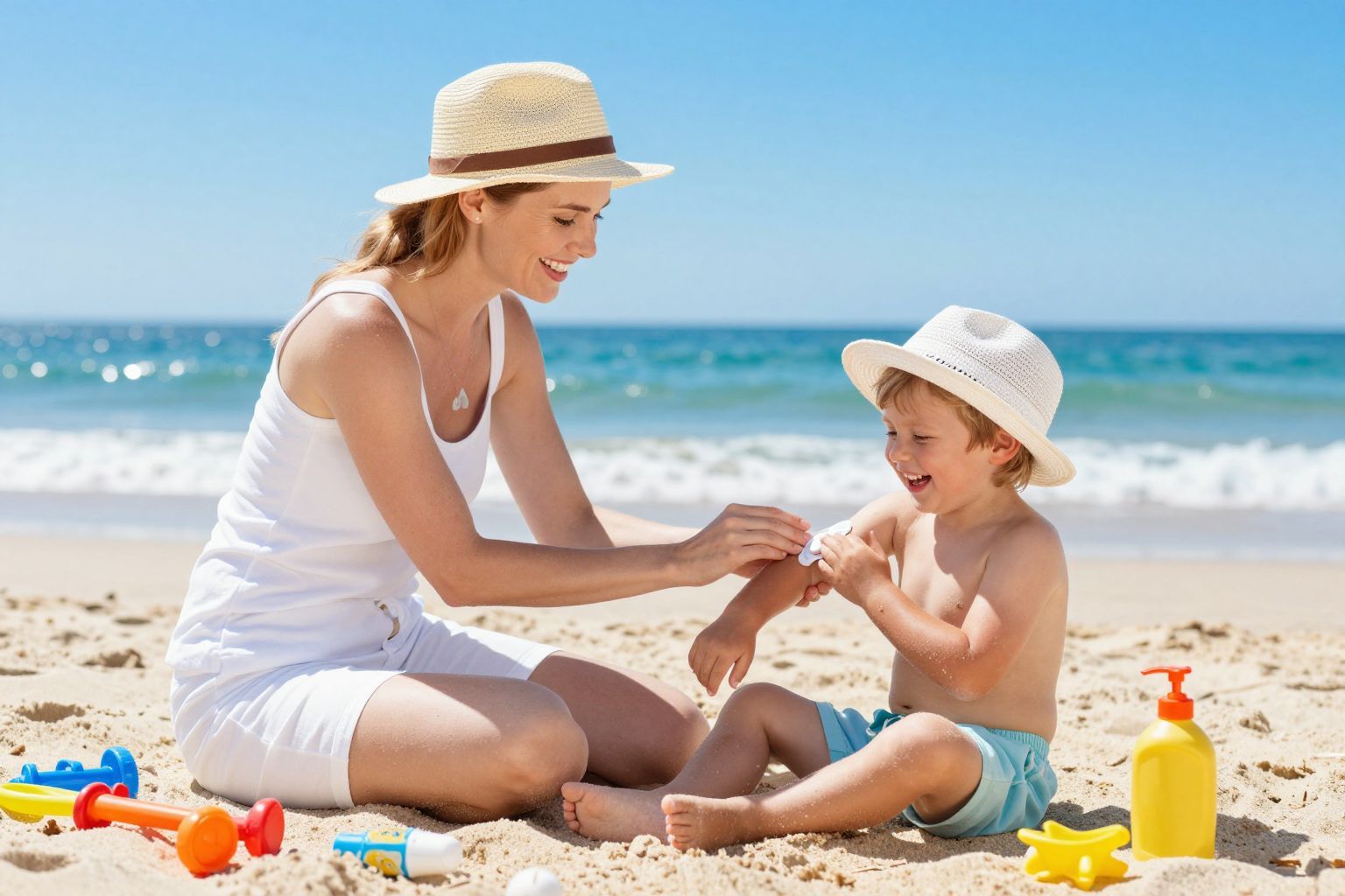 A fizikai fényvédők azonnal védelmet nyújtanak a napfény ellen.