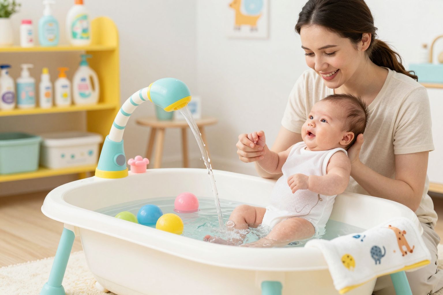 A fürdetés élmény, ami megerősíti a baba és szülő kötelékét.