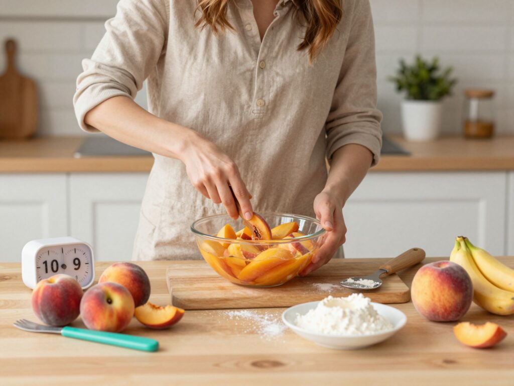 Gyors és egyszerű barackos kevert süti, ami 10 perc alatt összeállítható