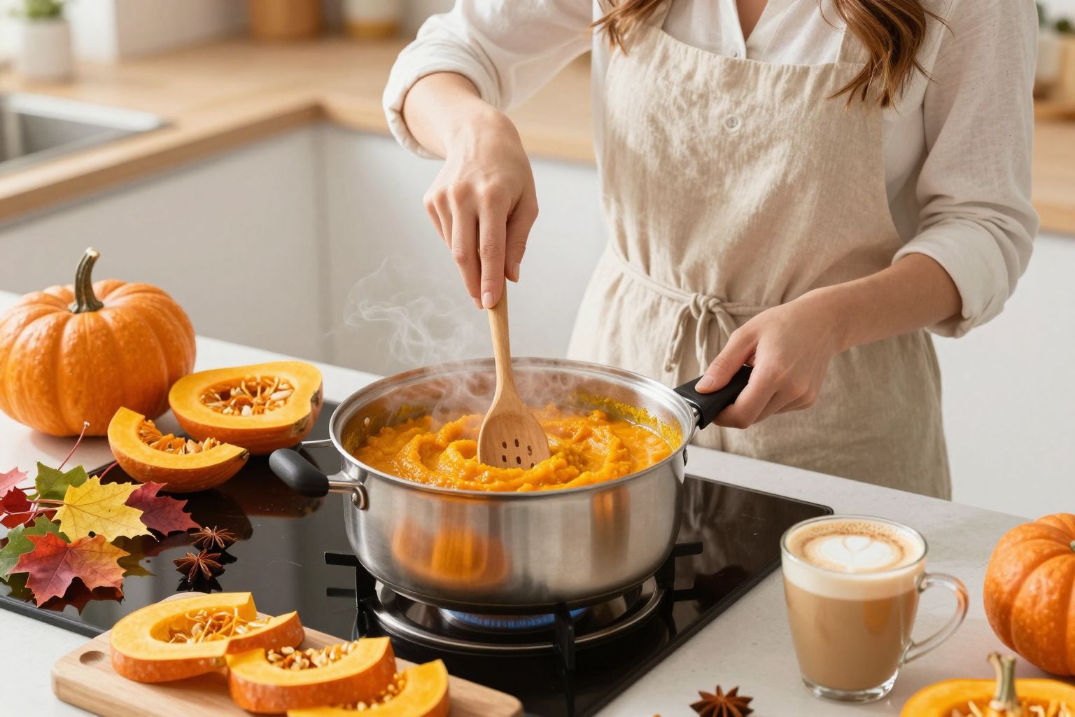 A friss sütőtökpüré intenzívebb ízélményt nyújt a latte-ban.