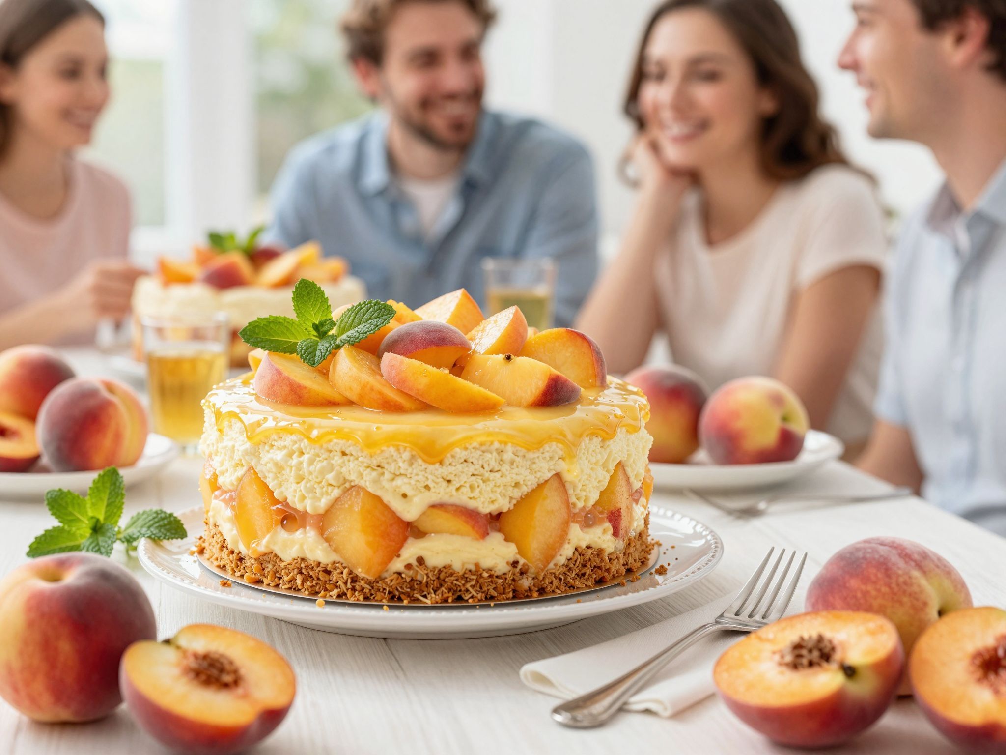 A színes gyümölcsök gazdagítják az édesség tálalását.