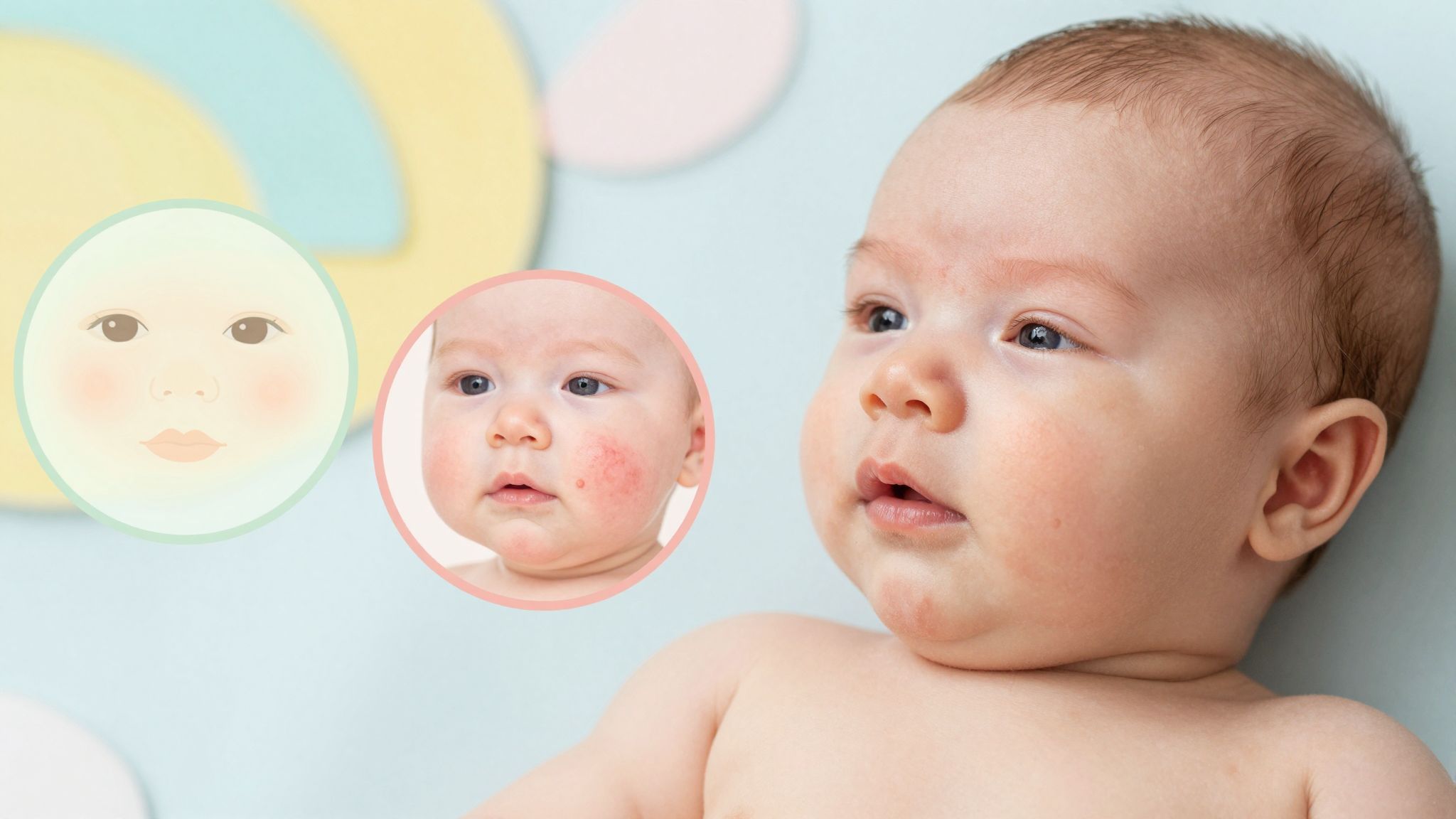 A pattanások és ekcéma gyakori bőrproblémák újszülötteknél.