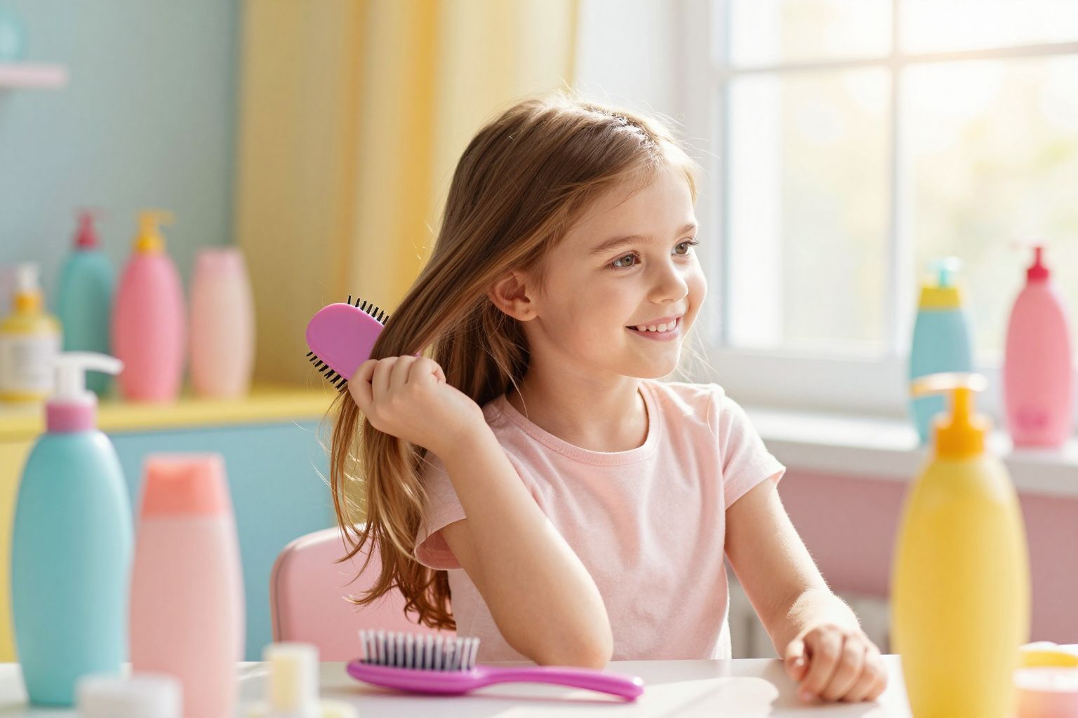 A gyerekek hajának ápolása segít elkerülni a károsodást.