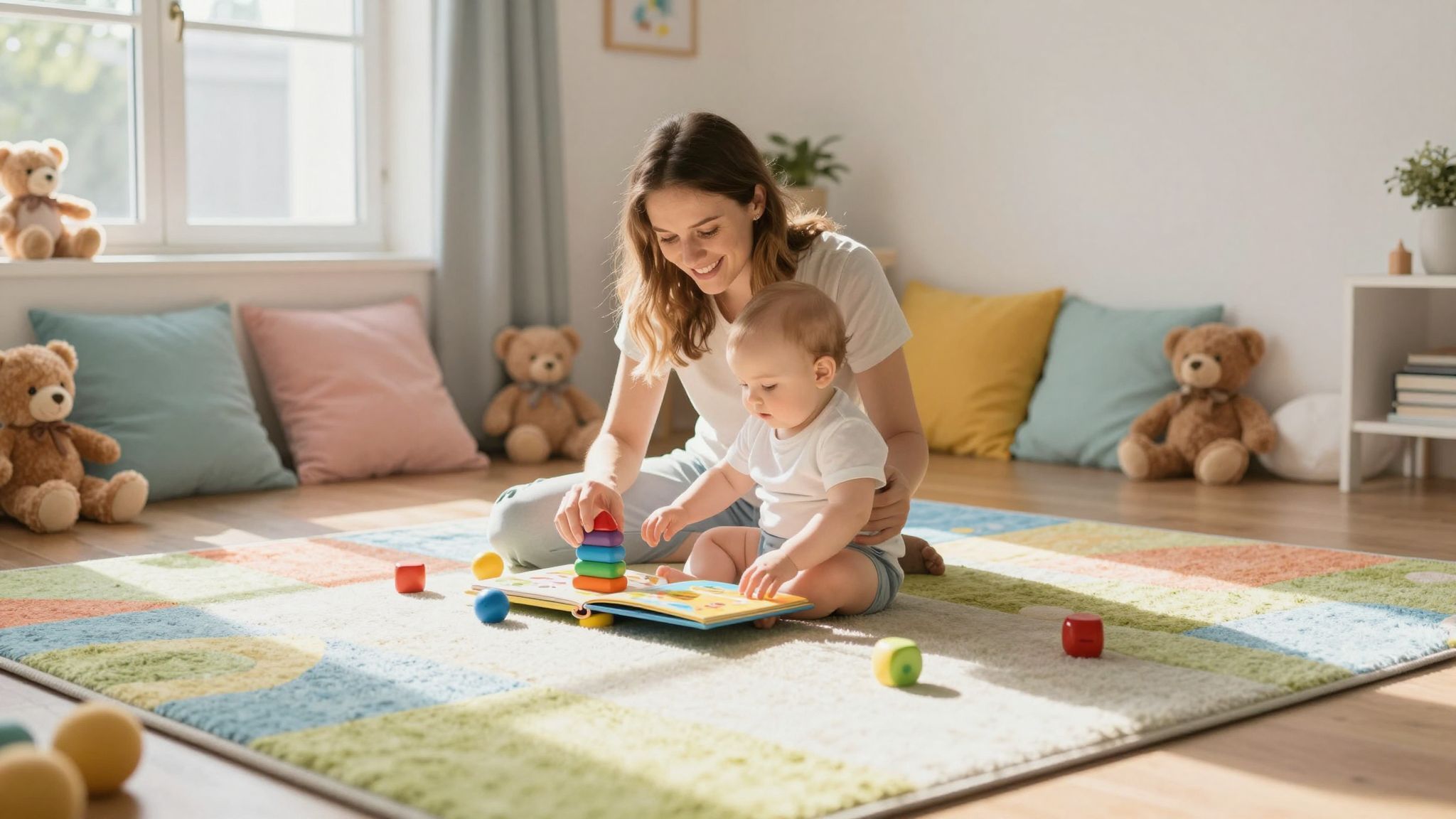 A nyugodt környezet segíti a baba játékos fejlődését.