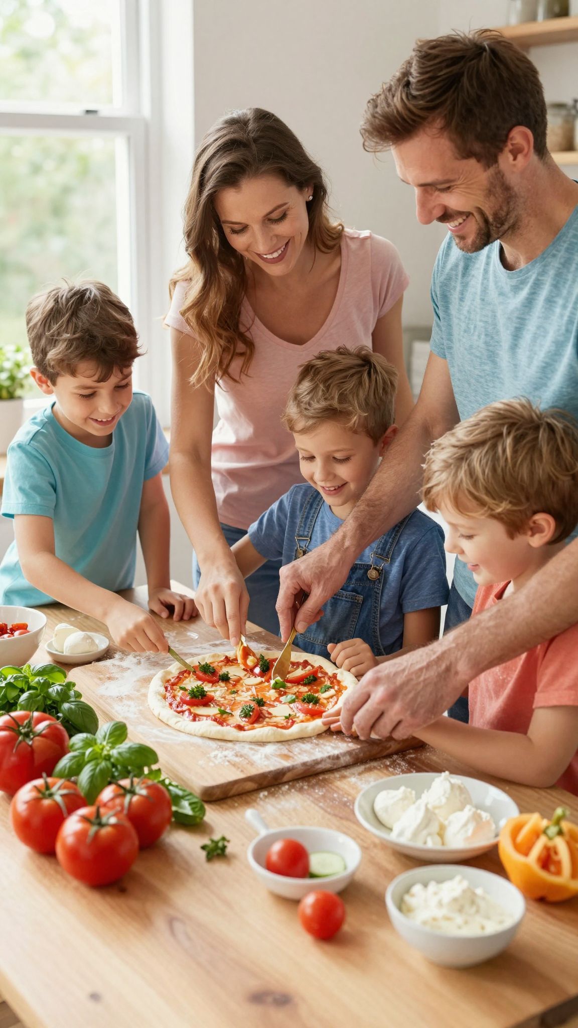 A pizza közös készítése erősíti a családi kötelékeket.