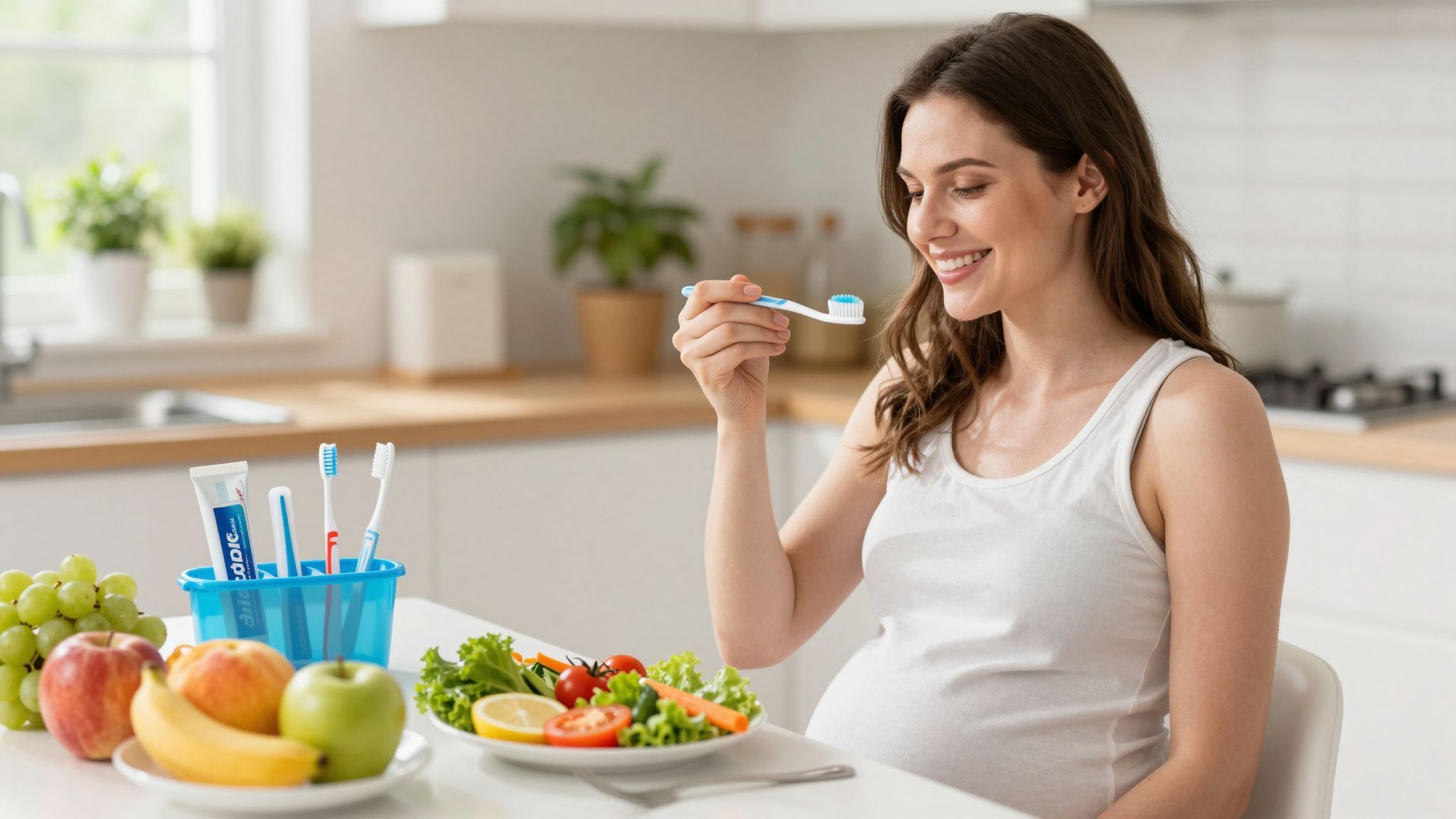 A megfelelő táplálkozás támogatja a kismamák szájhigiéniáját.