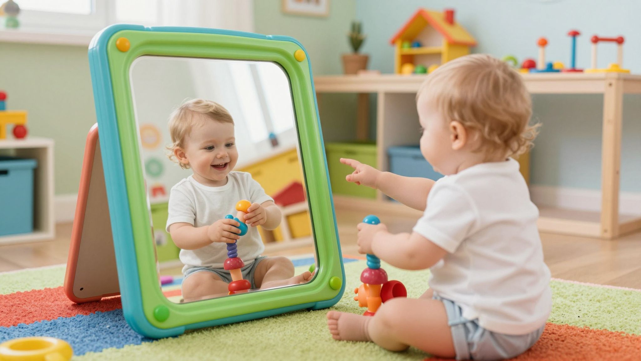 A tükör segít a baba önismeretének fejlődésében.