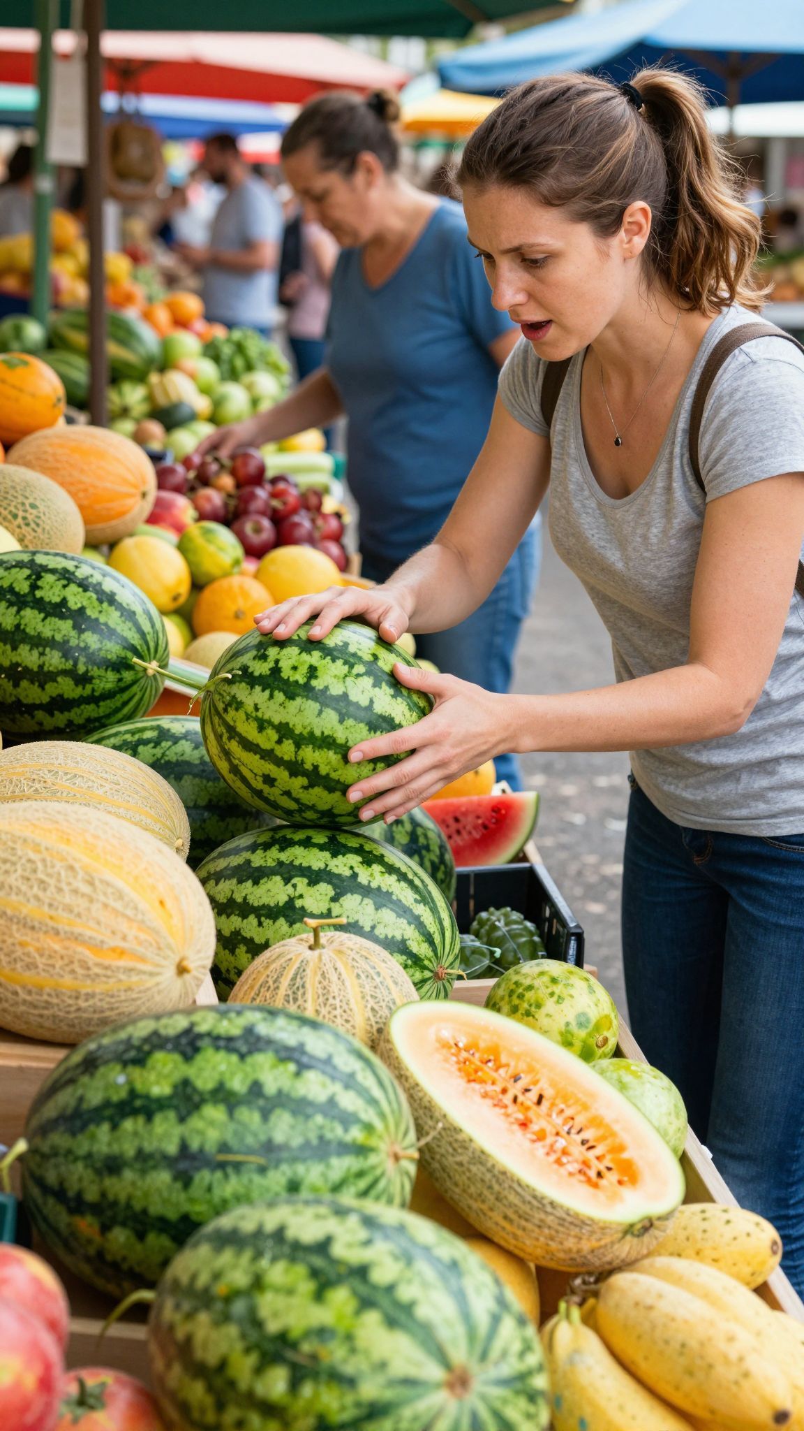 A sötétebb foltok édesebb ízű dinnyét jeleznek.