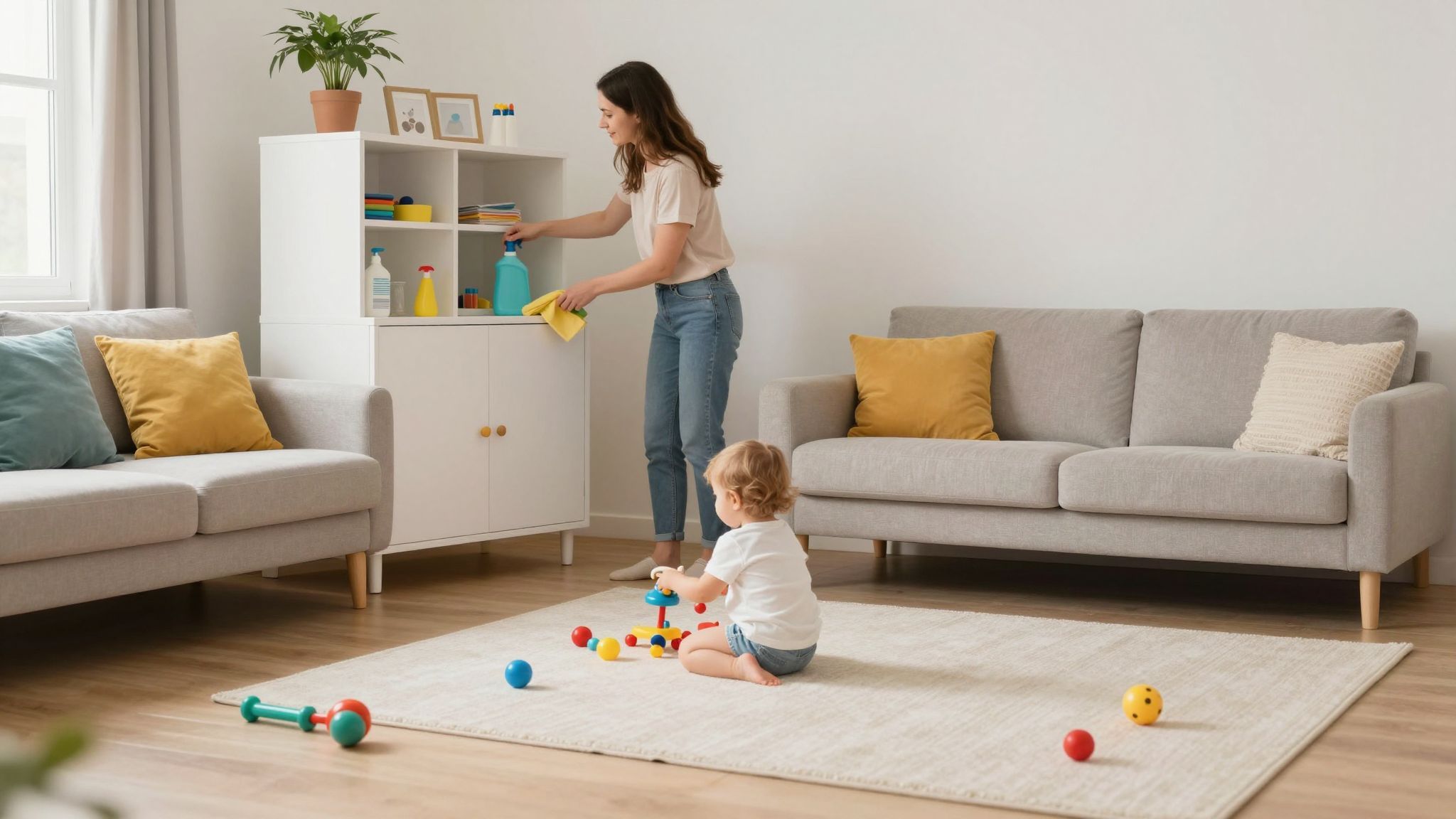 A vegyszereket zárható szekrényben tároljuk a babáért.