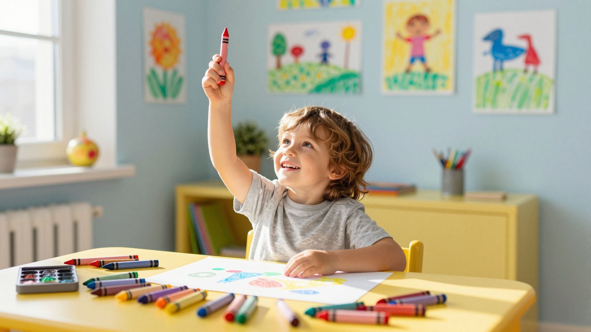 Válasszunk színes, vastag hegyű zsírkrétát a kezdéshez!