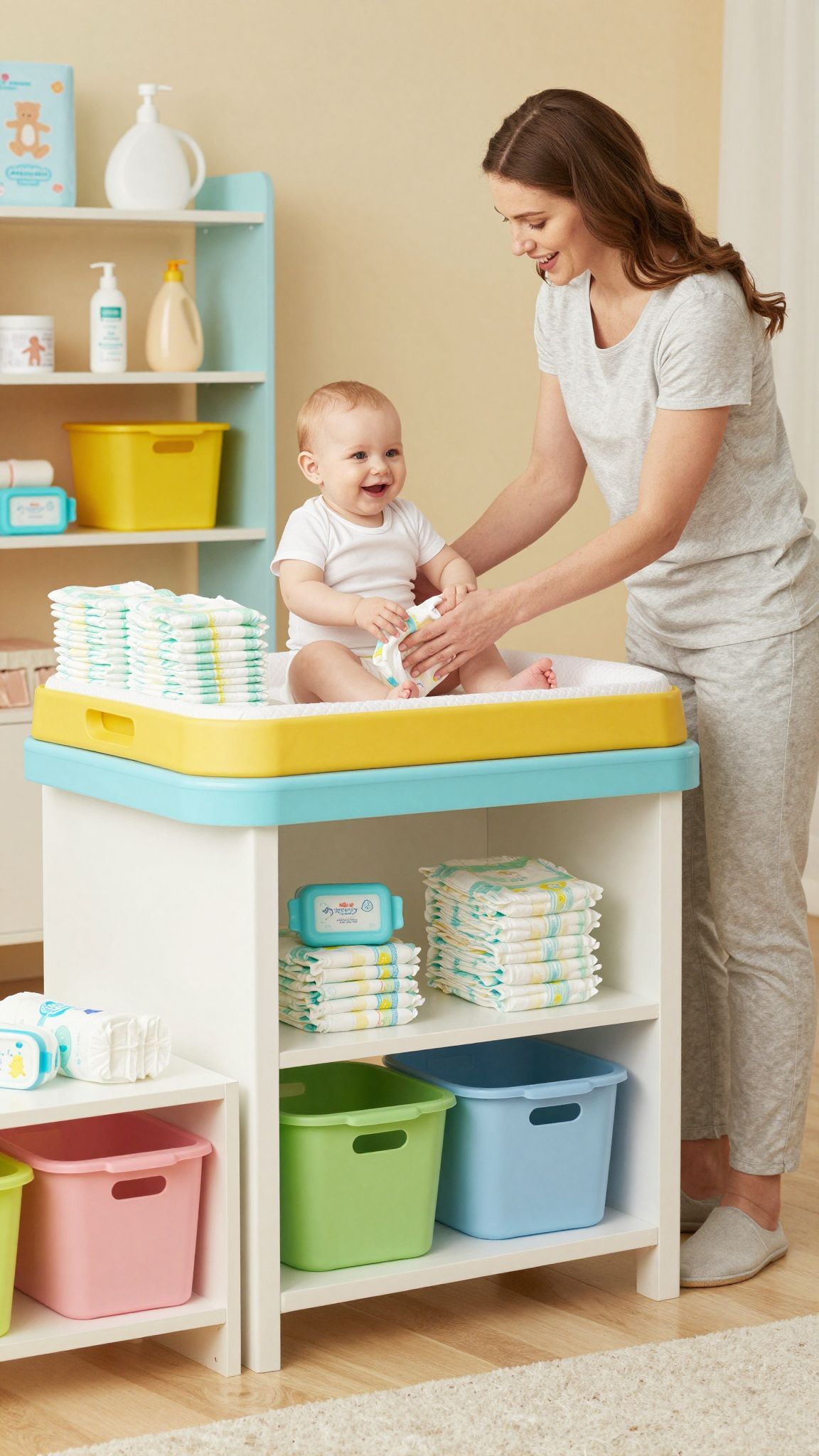 Rendszerezéssel időt spórolhatunk a pelenkázás során.