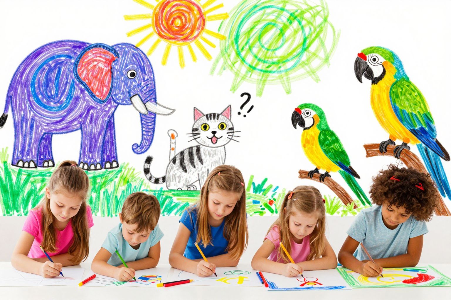 A gyermeki rajzok a kreativitás fejlődését tükrözik.