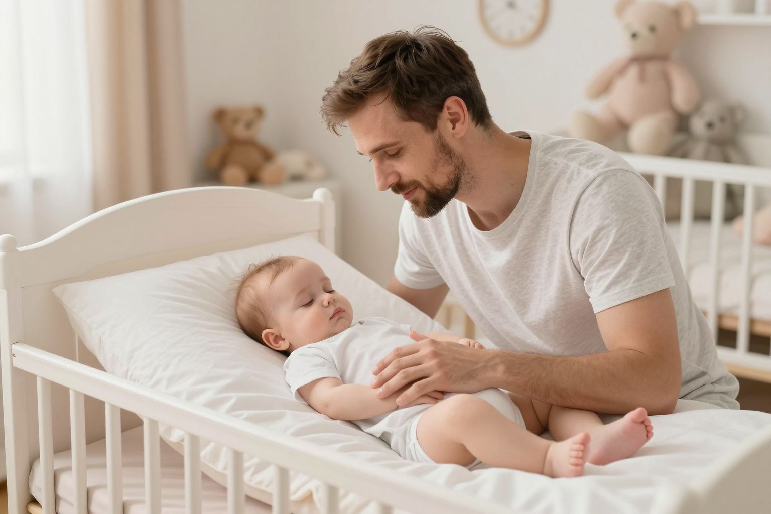 Az apa támogatása kulcsfontosságú a szelíd altatásban.