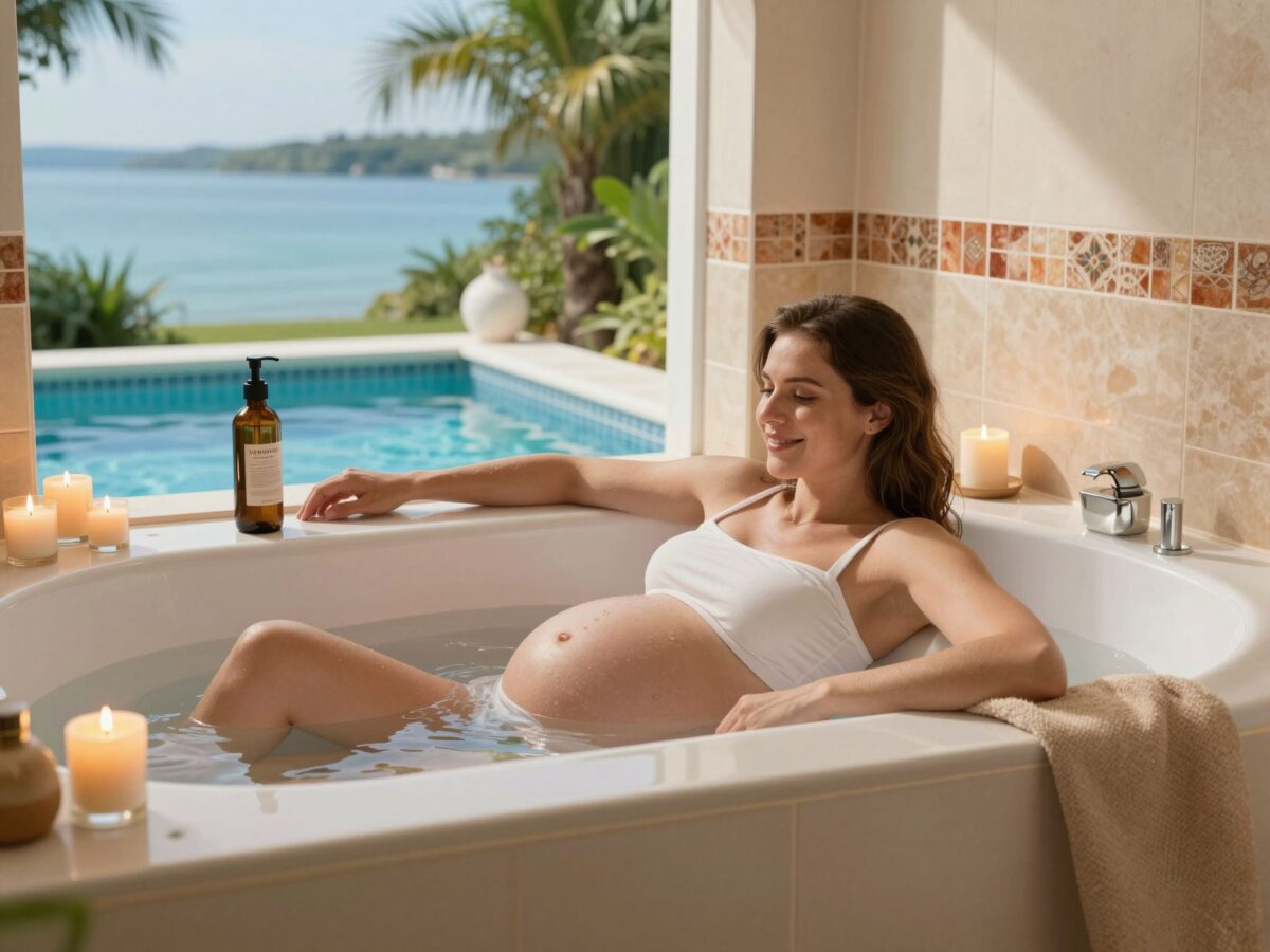 Fürdés terhesen: biztonságos a forró fürdő, a medence vagy a Balaton?