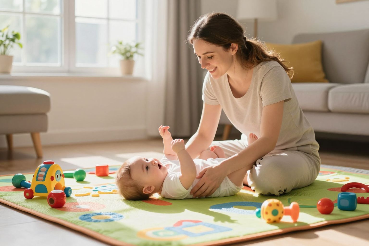 A baba helyes tartása elősegíti a mozgásfejlődését.