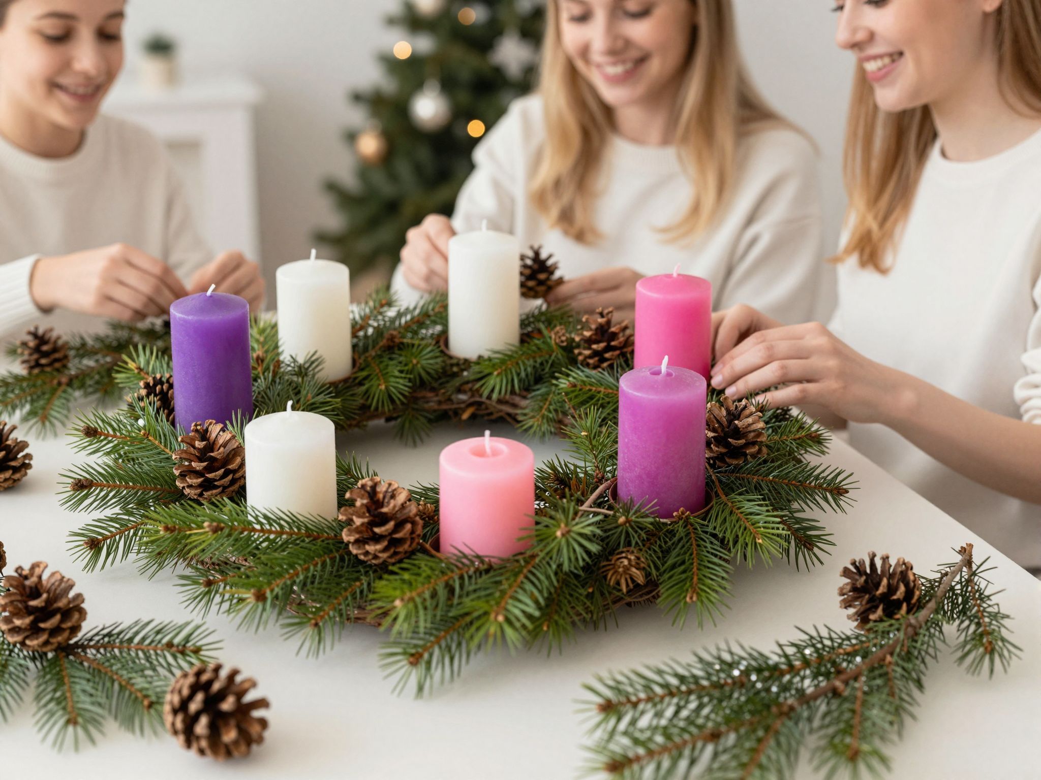 A gyertyák színe és sorrendje a fenntarthatóságot jelképezheti.