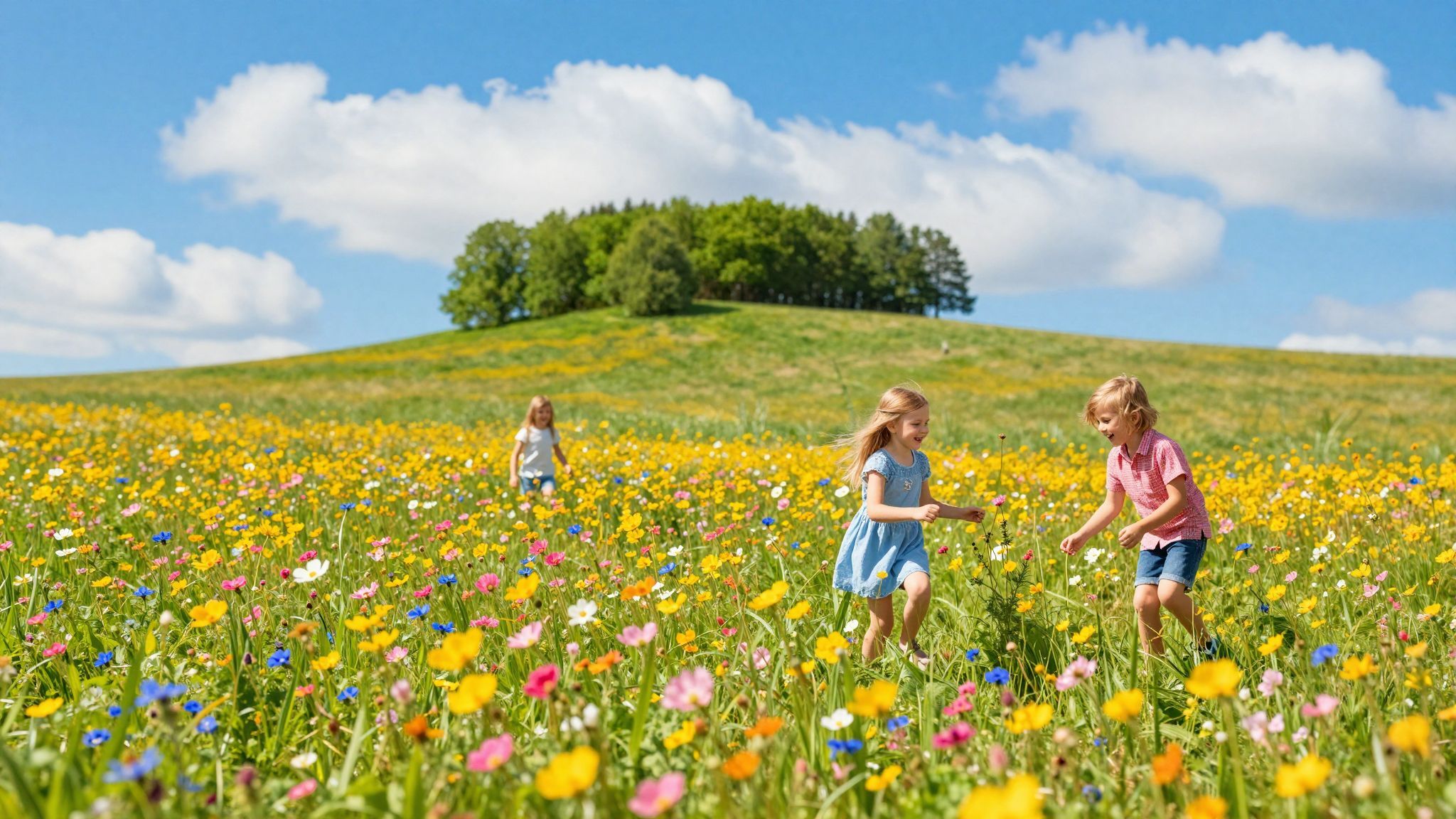 A napsárga és égkék színek a nyári boldogságot idézik.