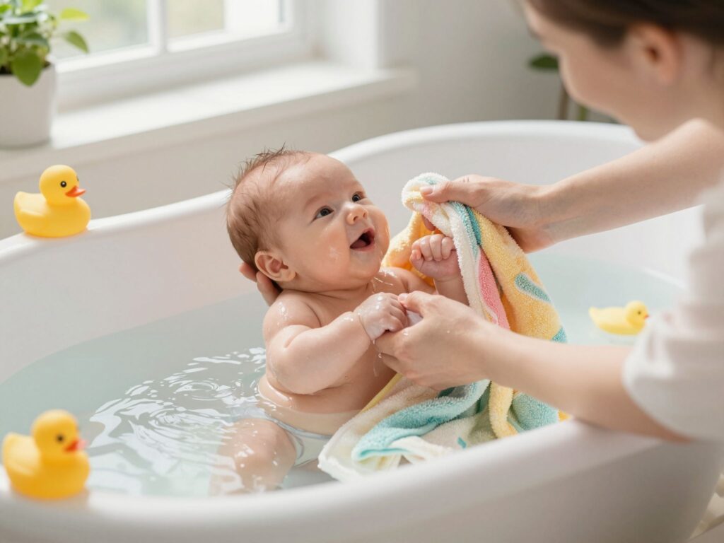 Tippek a baba első fürdetéséhez: hogyan ápold a bőrt és védd a köldökcsonkot?
